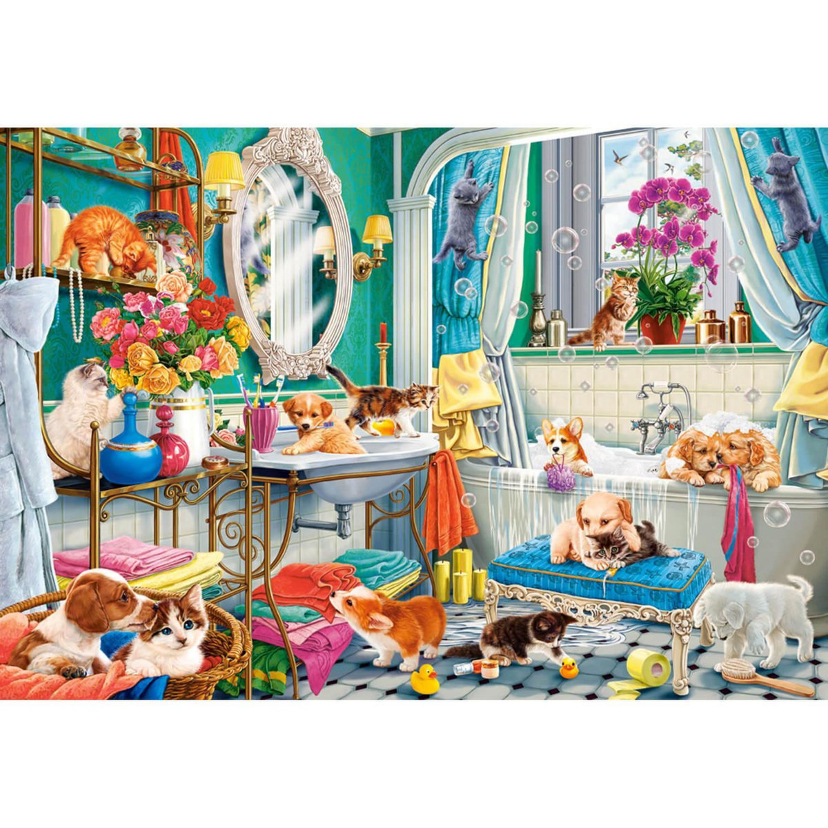 Castorland Puzzle 1500 pièces : Bain d'animaux fou