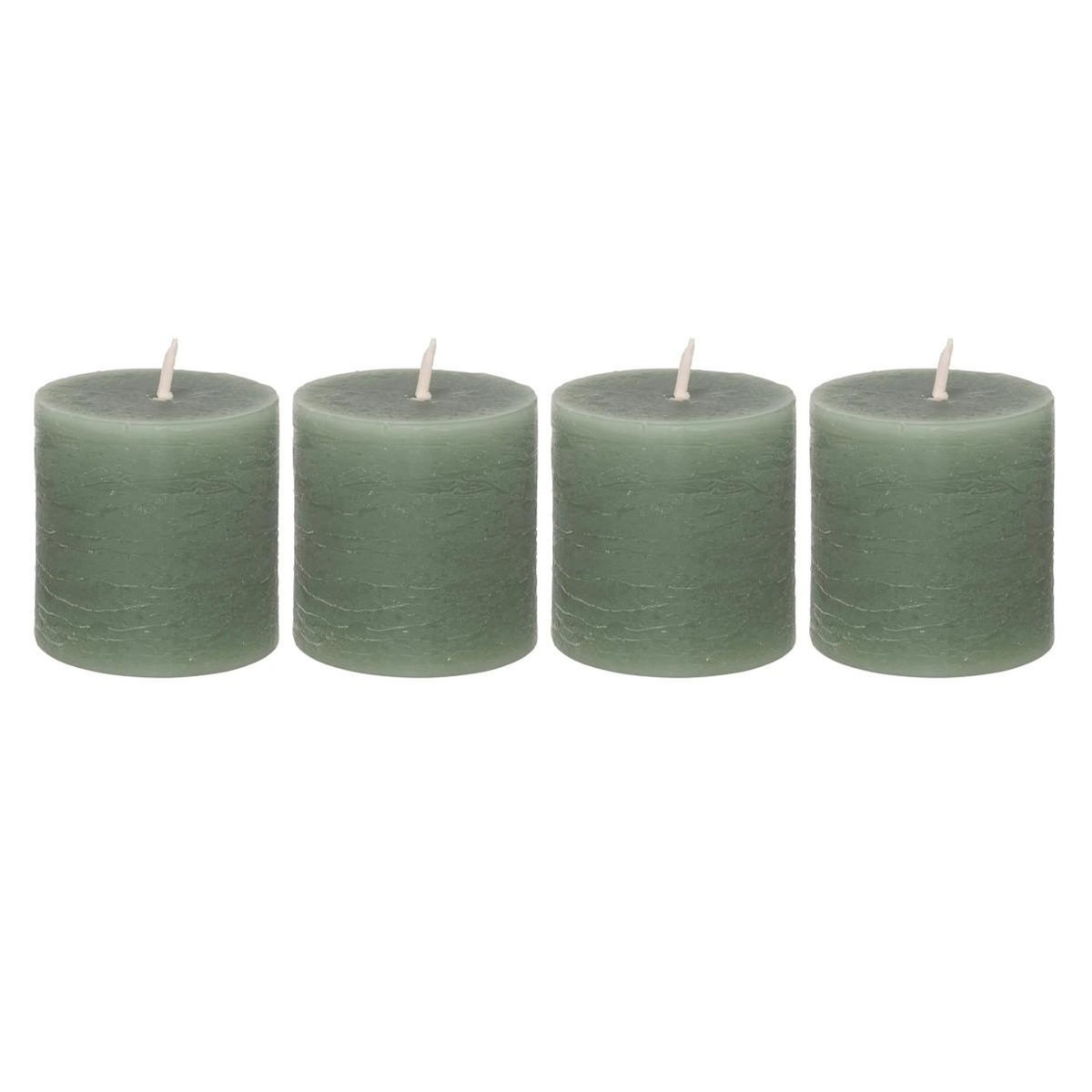 COMPTOIR DE LA BOUGIE Lot de 4 Bougies Votives  Rustic  4,5cm Vert Eucalyptus