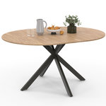 ID MARKET Table à manger extensible ronde ALIX 4-8 personnes pied araignée bois et noir 110-150 cm