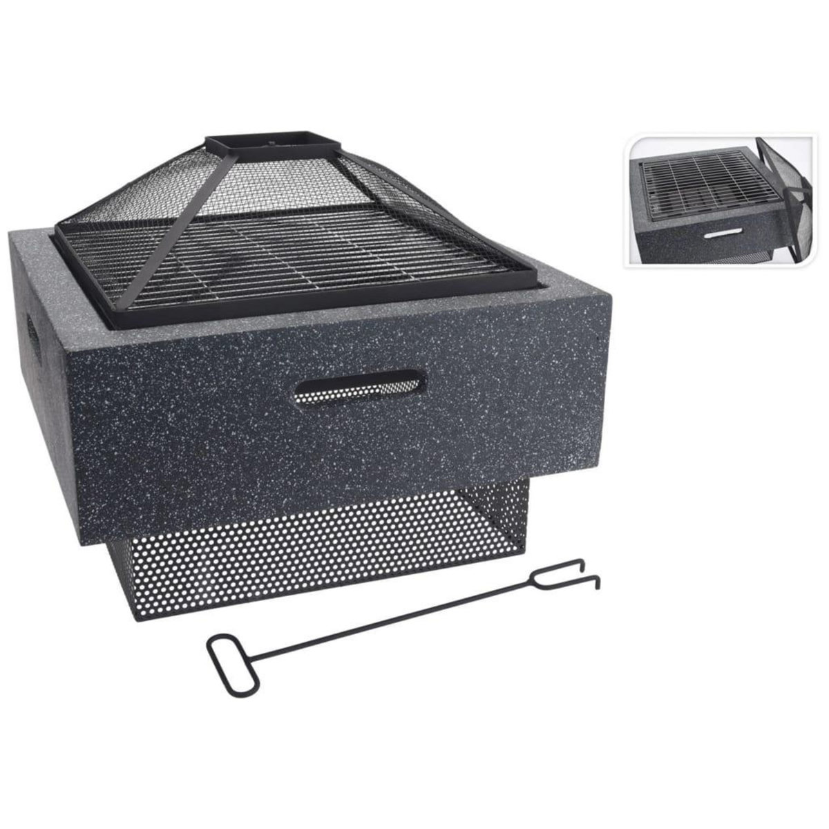 ProGarden ProGarden Bol a feu et grille de barbecue Gris fonce 52,5x52,5x18,5 cm
