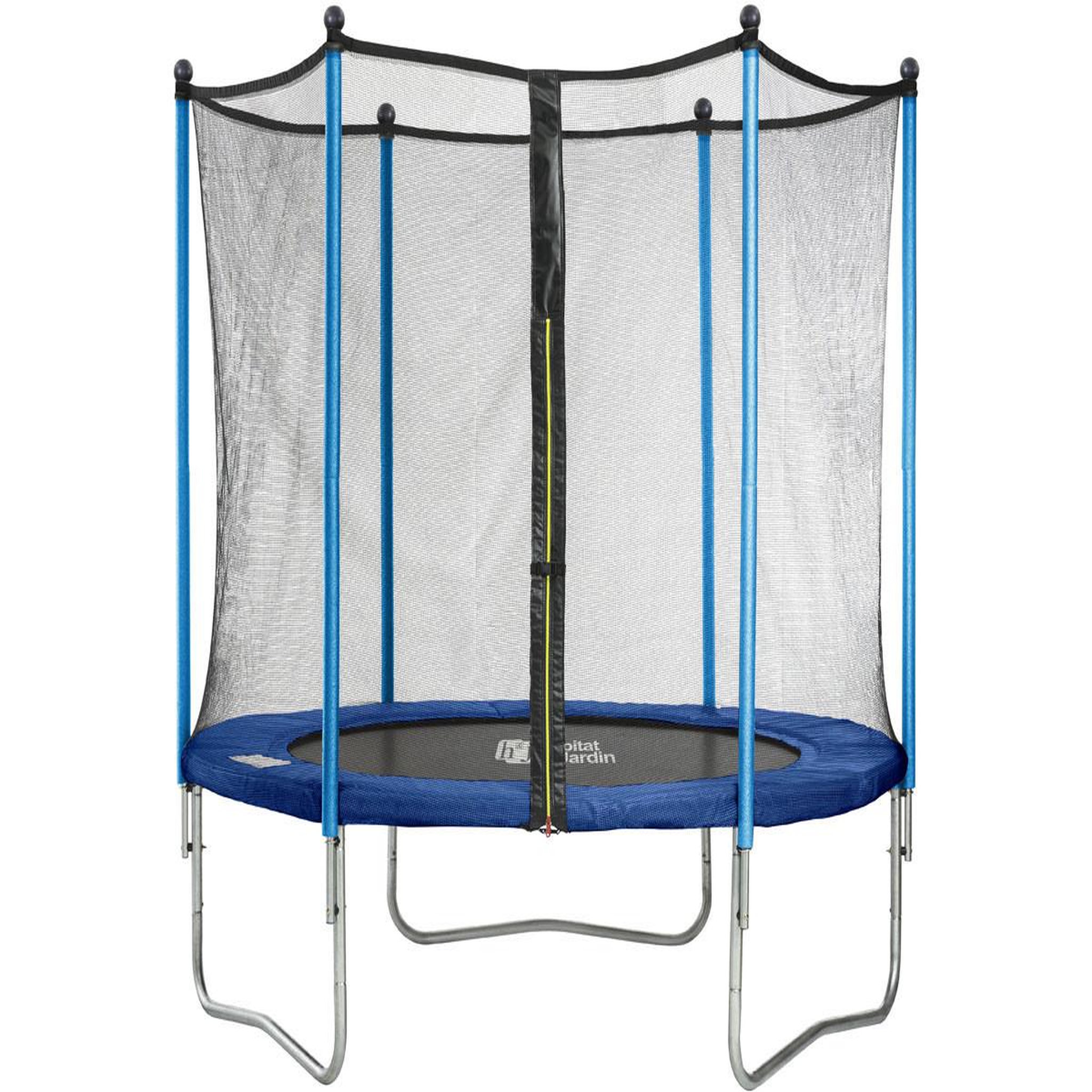 Voir la diapositive 2 : Habitat et Jardin Trampoline  Happy  - Ø 1.80 m - Avec filet + échelle + couverture + kit d'ancrage
