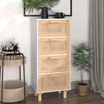 VIDAXL Buffet Blanc 40x30x90 cm Bois de pin massif et rotin naturel