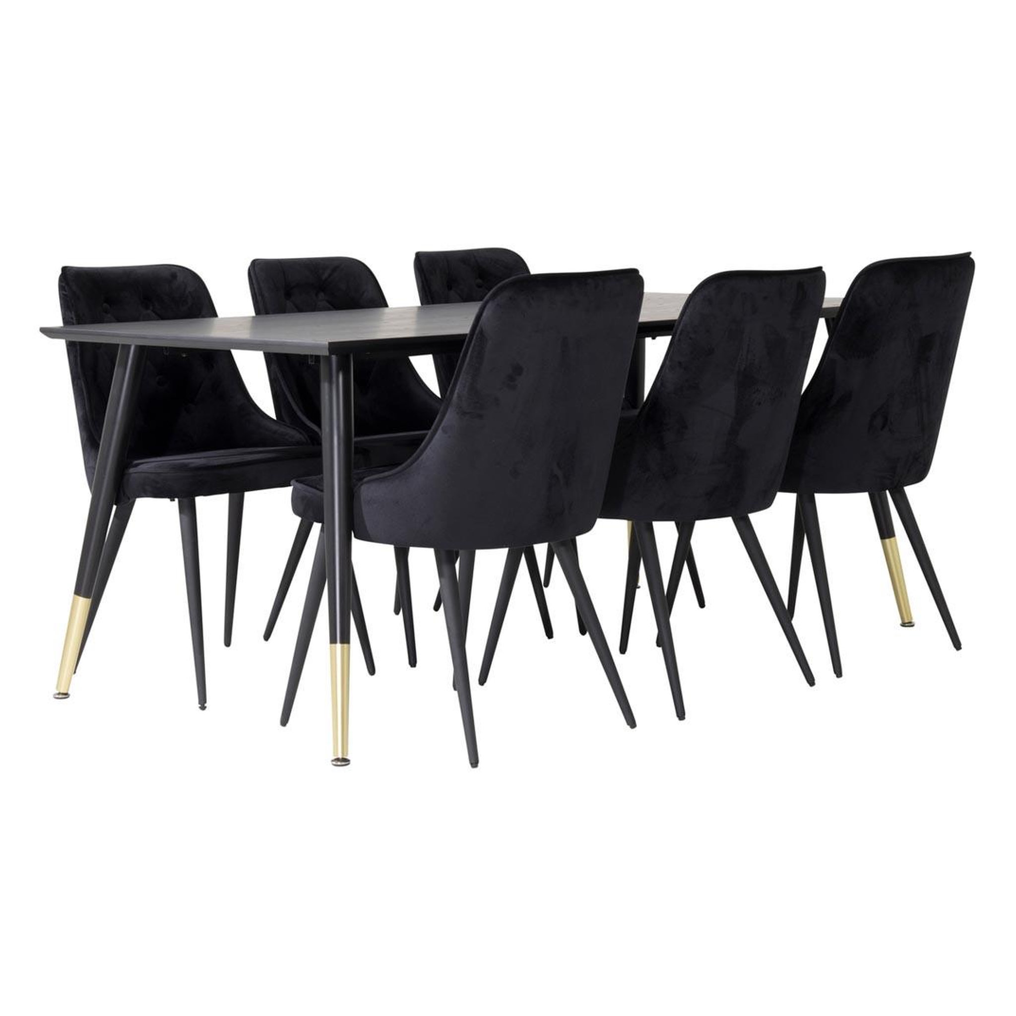 Paris Prix Ensemble table à manger & 6 chaises  dipp & deluxe  180cm noir & or