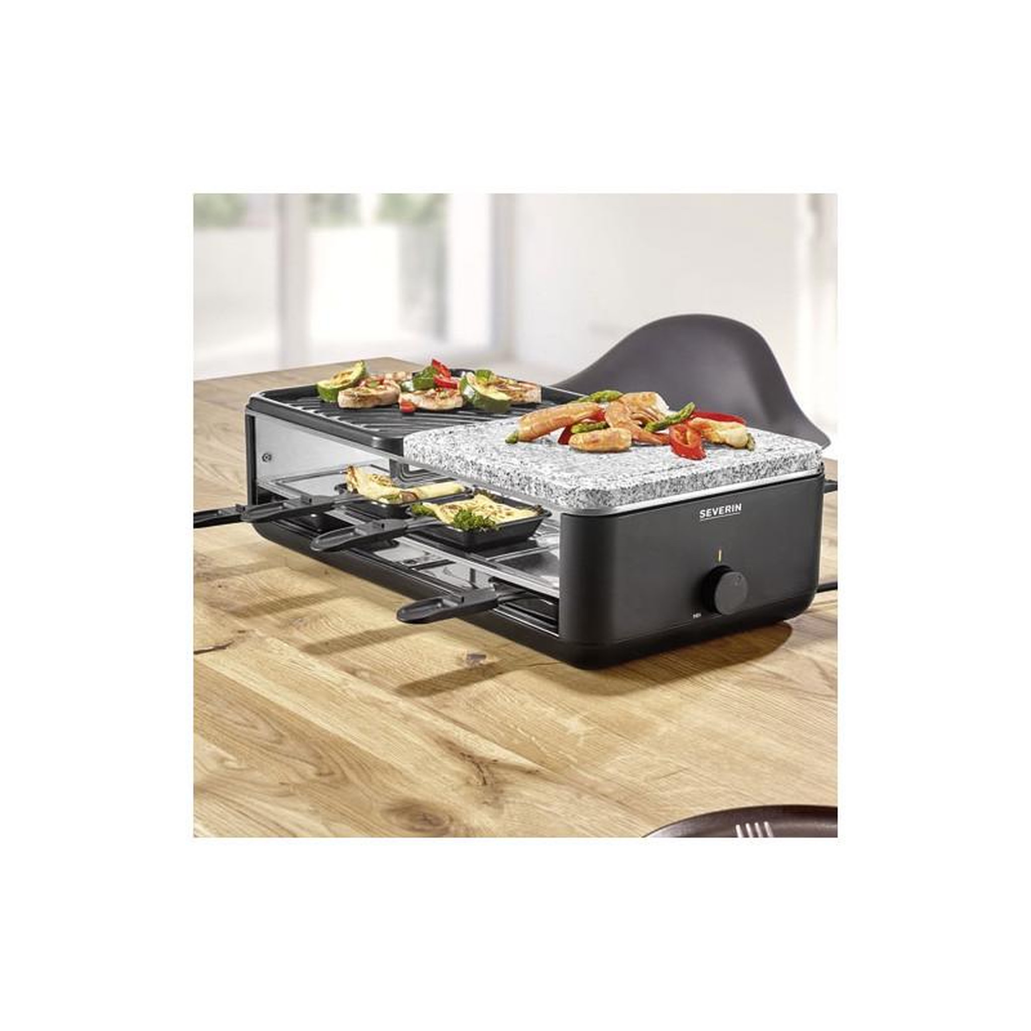 Voir la diapositive 5 : SEVERIN Appareil à raclette 1300w 8 personnes + pierre à griller - 2366