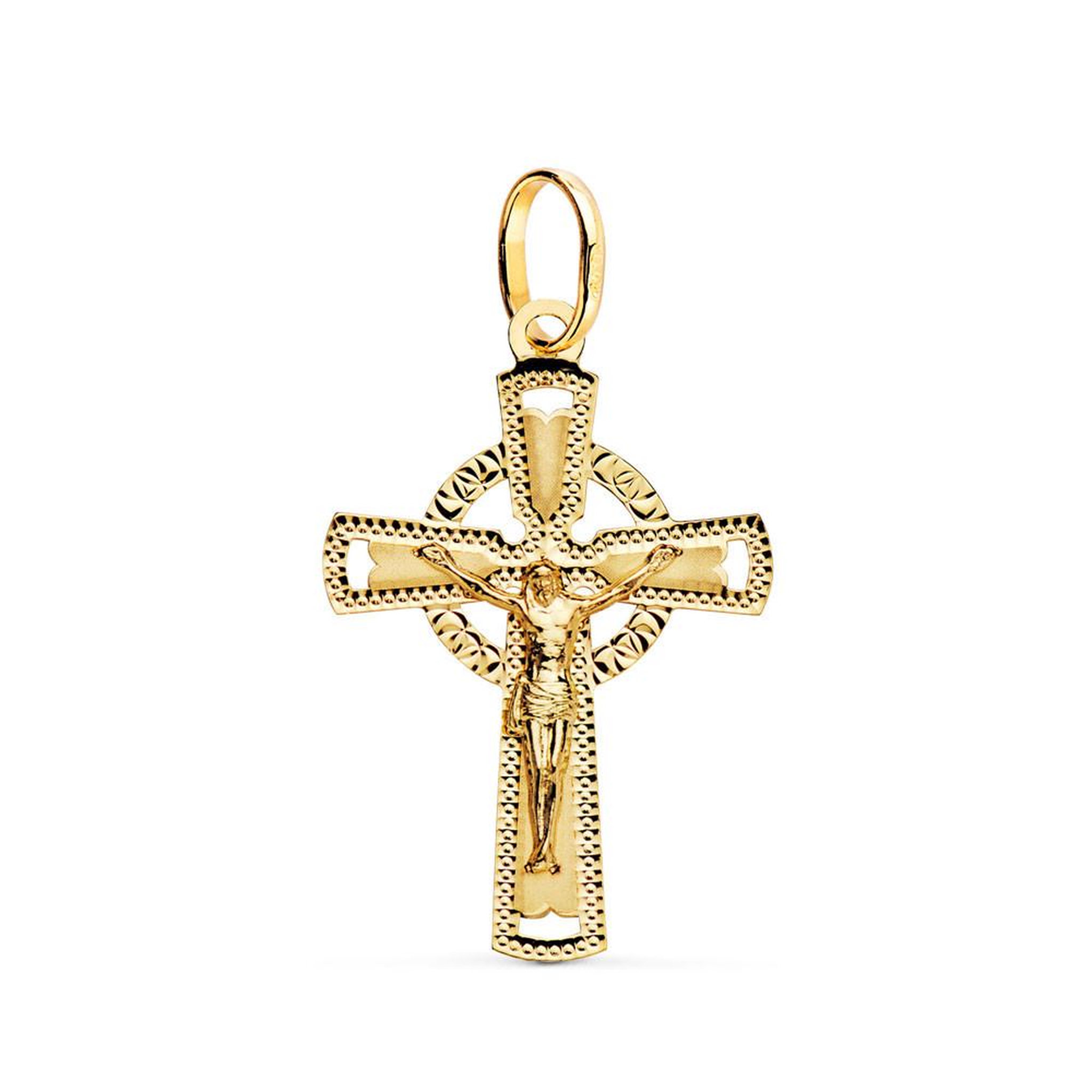 L'ATELIER D'AZUR Pendentif  - Médaille Christ sur la Croix Or 18 Carats 750 Jaune - Chaines Offertes