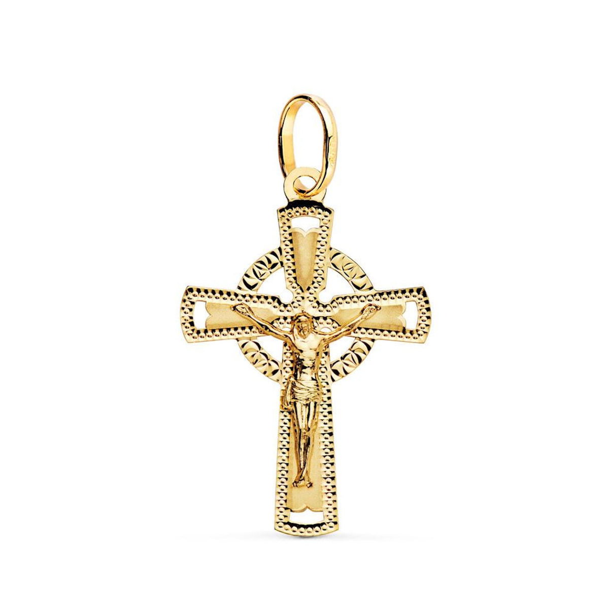 L'ATELIER D'AZUR Pendentif  - Médaille Christ sur la Croix Or 18 Carats 750 Jaune - Chaines Offertes