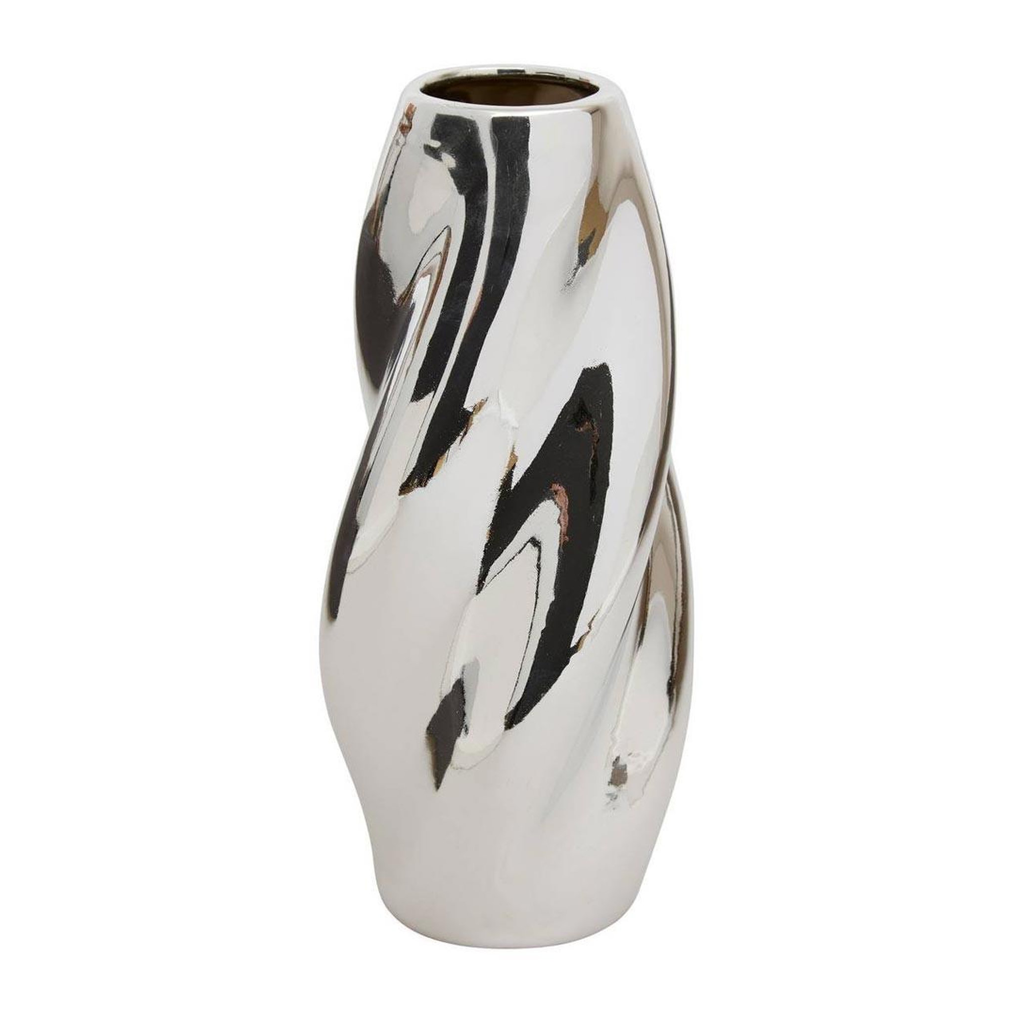 ATMOSPHERA Vase design torsadé en dolomite  sky  28cm argent