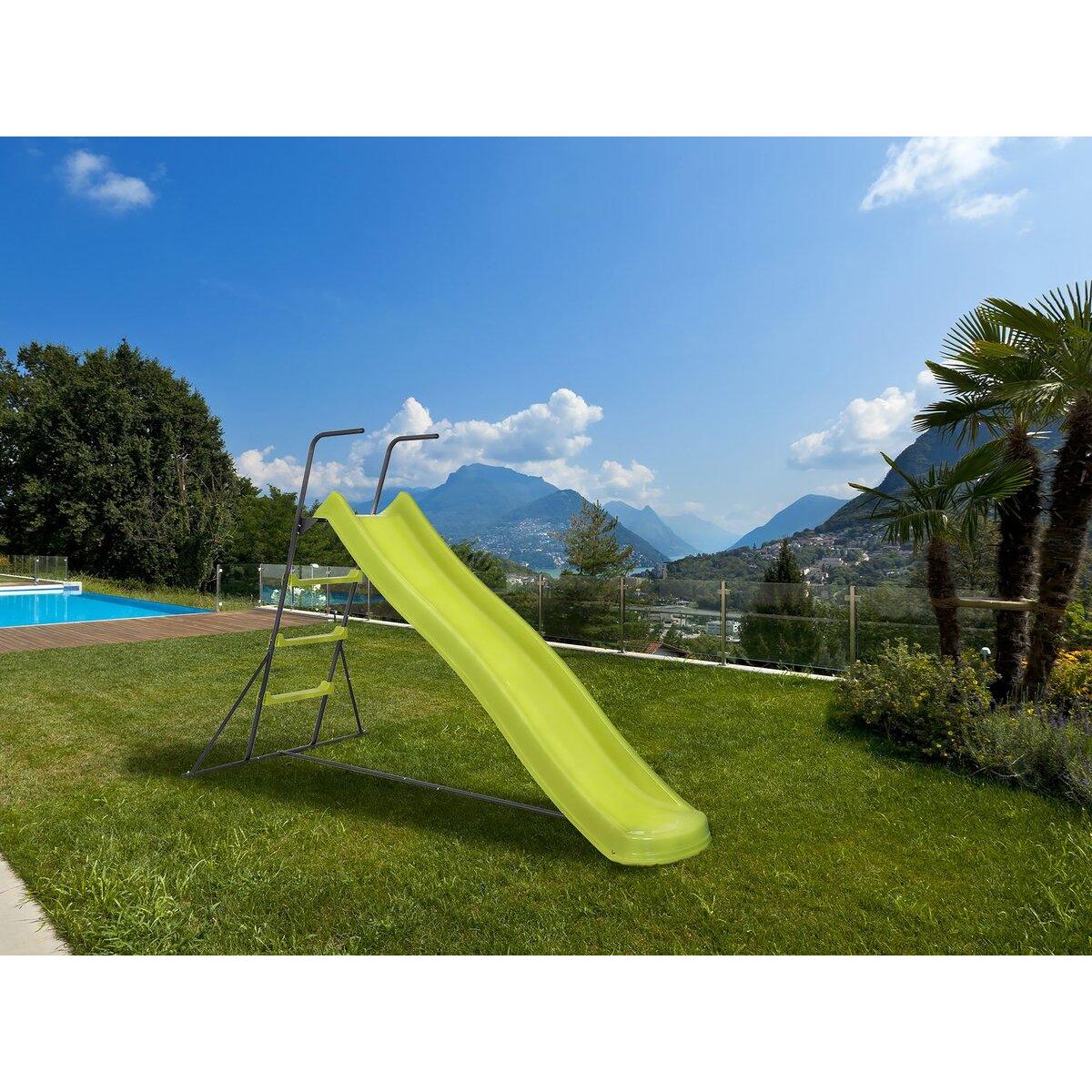 Habitat et Jardin Toboggan de jardin à double vague  Poly  en vert - 240 x 120 x 156 cm