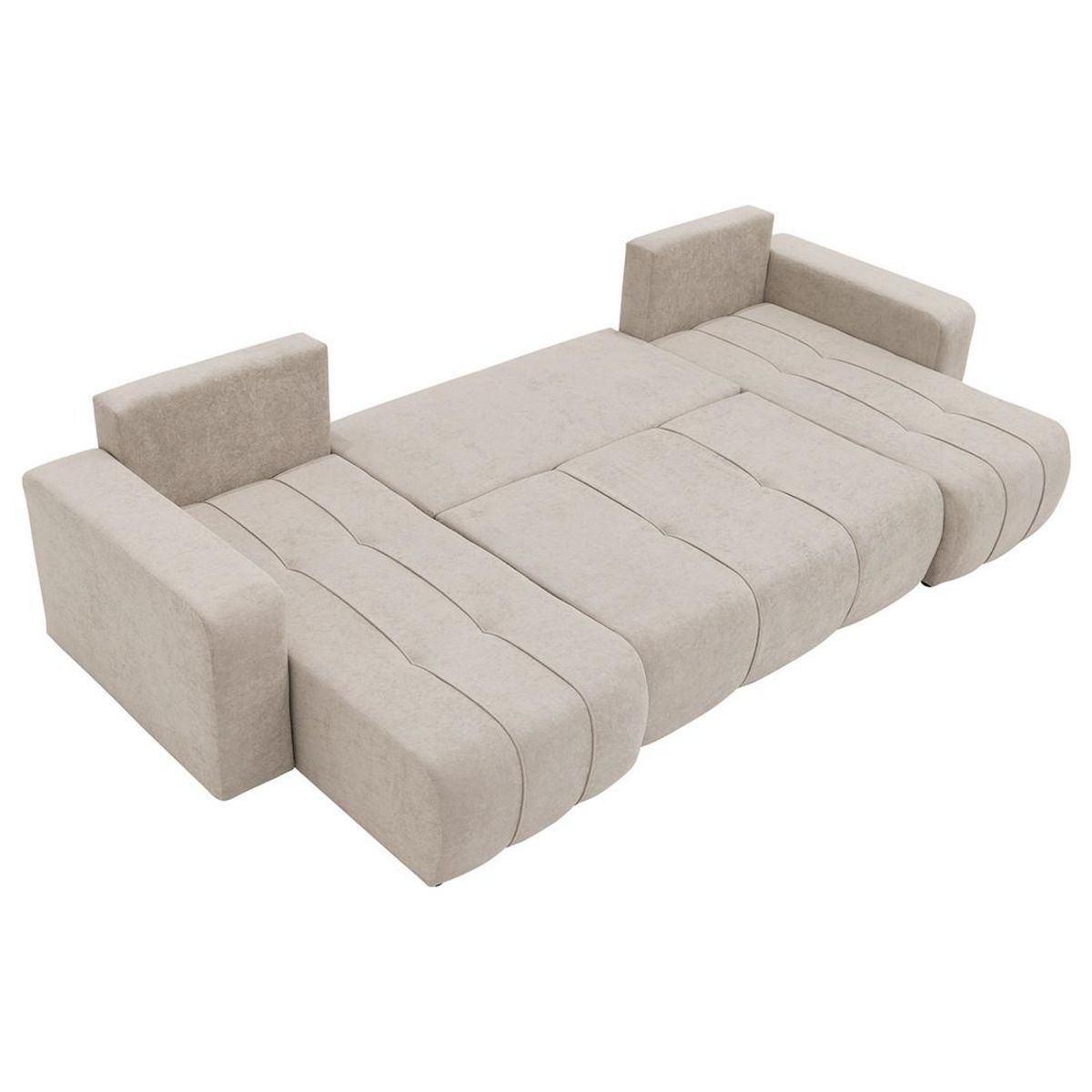 BEST MOBILIER Nicole - canapé panoramique en u 7 places convertible avec coffre en tissu