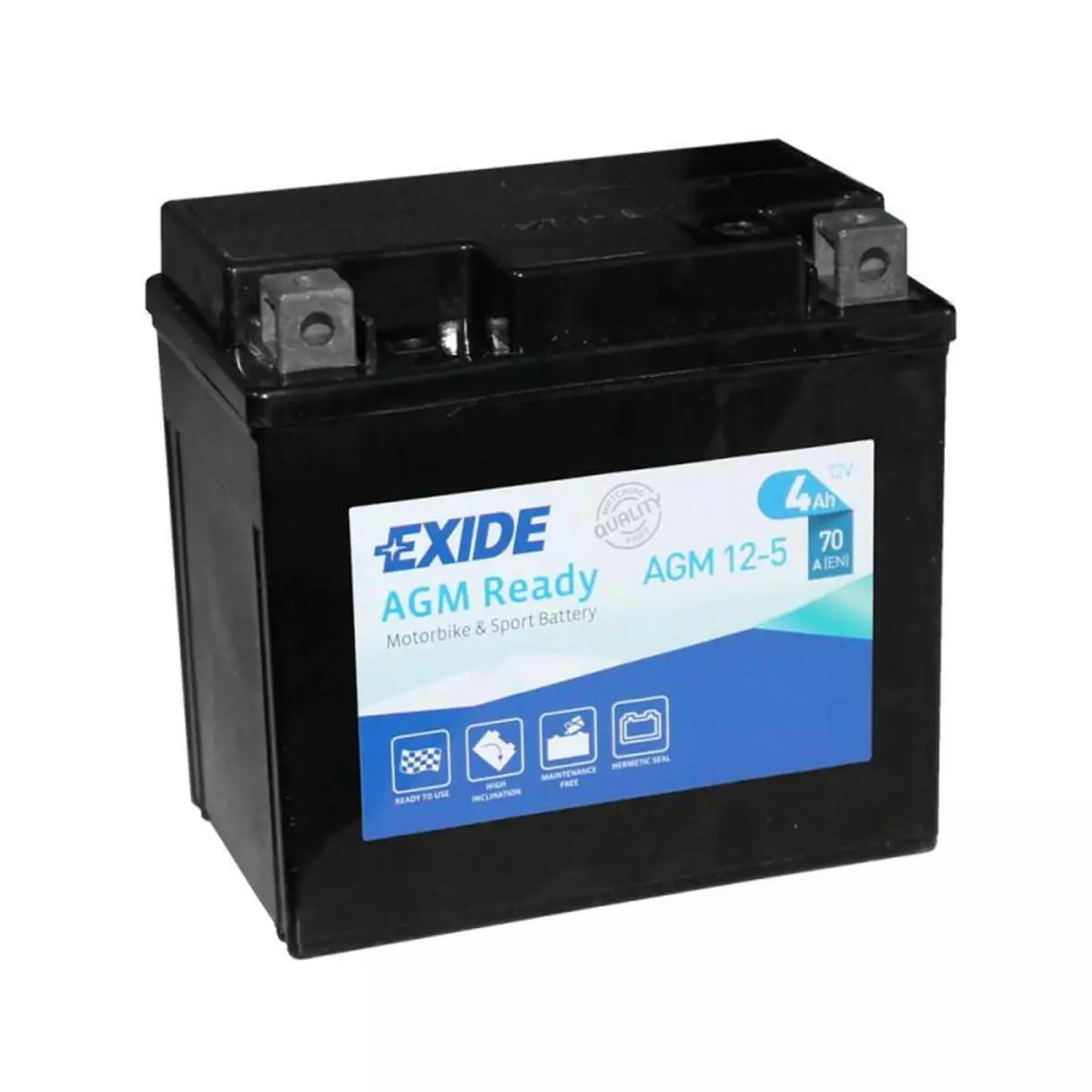 EXIDE Batterie moto Exide AGM12-5 YTX5L-BS YB5L-B 12v 4ah 70A
