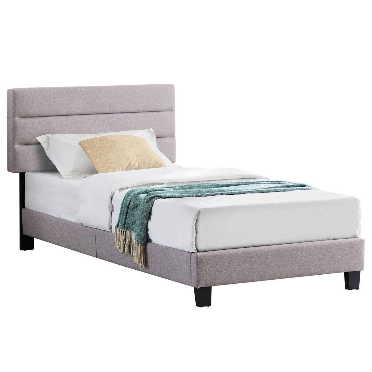 IDIMEX Lit 1 place FLORIDA, 90 x 190 cm, capitonné avec sommier, revêtement en tissu