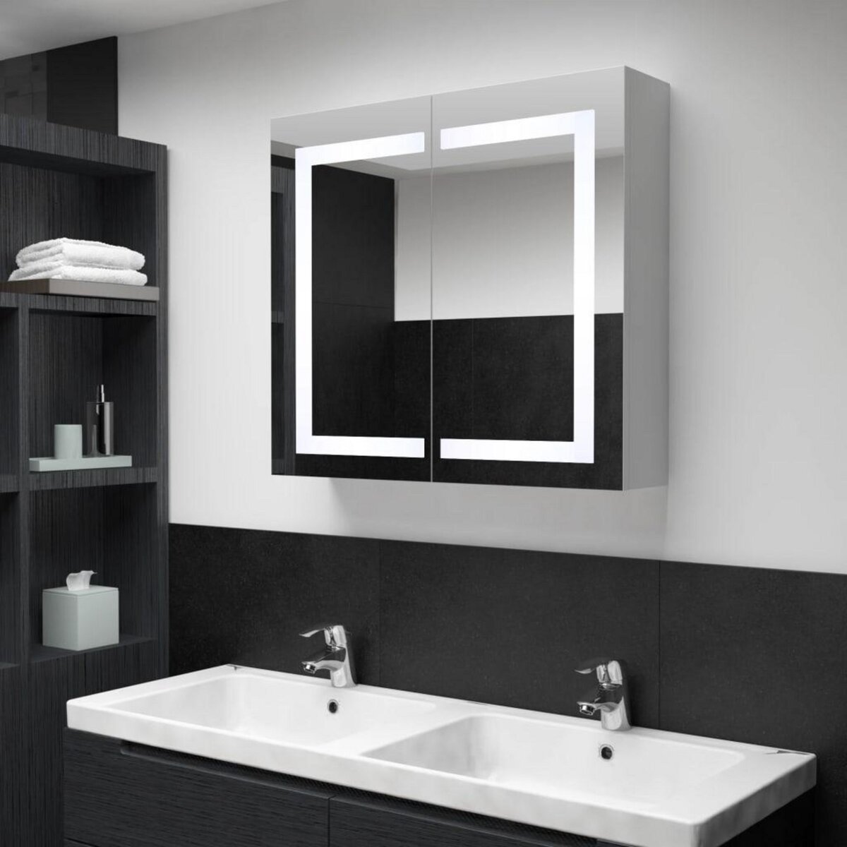 VIDAXL Armoire de salle de bain a miroir LED 80x12,2x68 cm