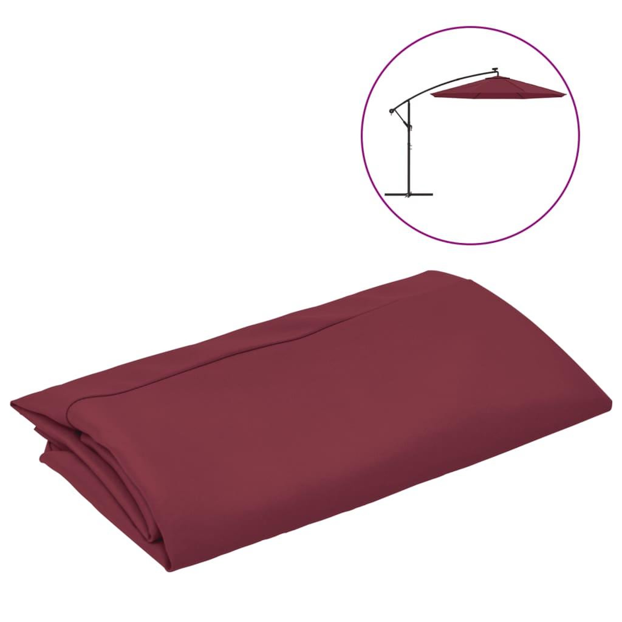 Voir la diapositive 2 : VIDAXL Tissu de remplacement pour parasol deporte bordeaux rouge 300cm