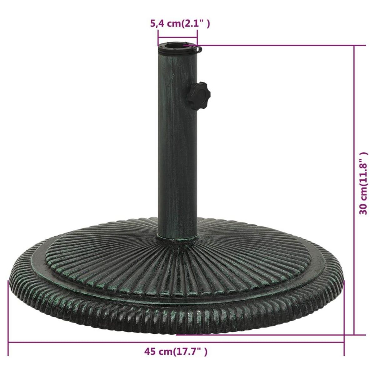 VIDAXL Socle de parasol Vert 45x45x30 cm Fonte