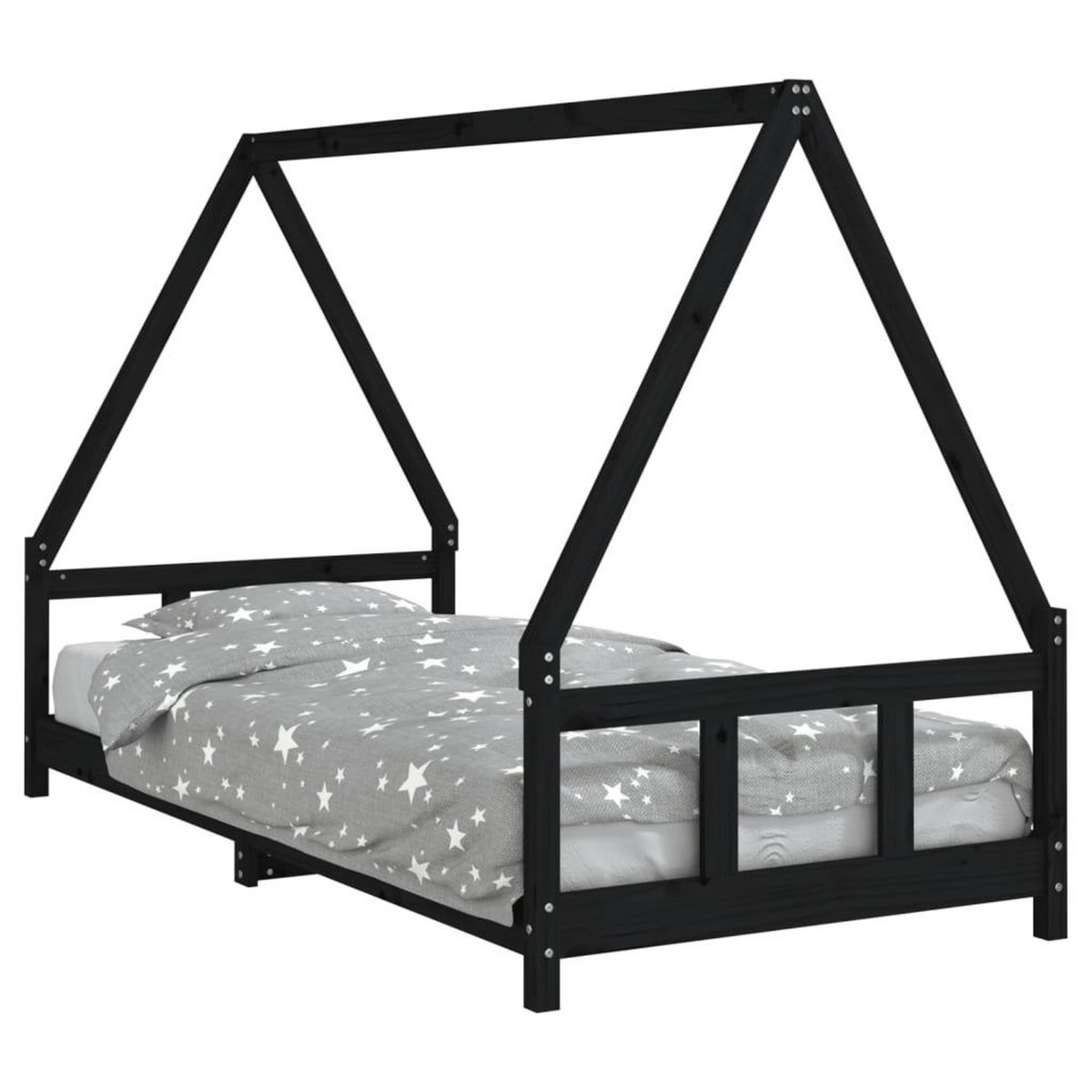 VIDAXL Cadre de lit pour enfants noir 90x200 cm bois de pin massif