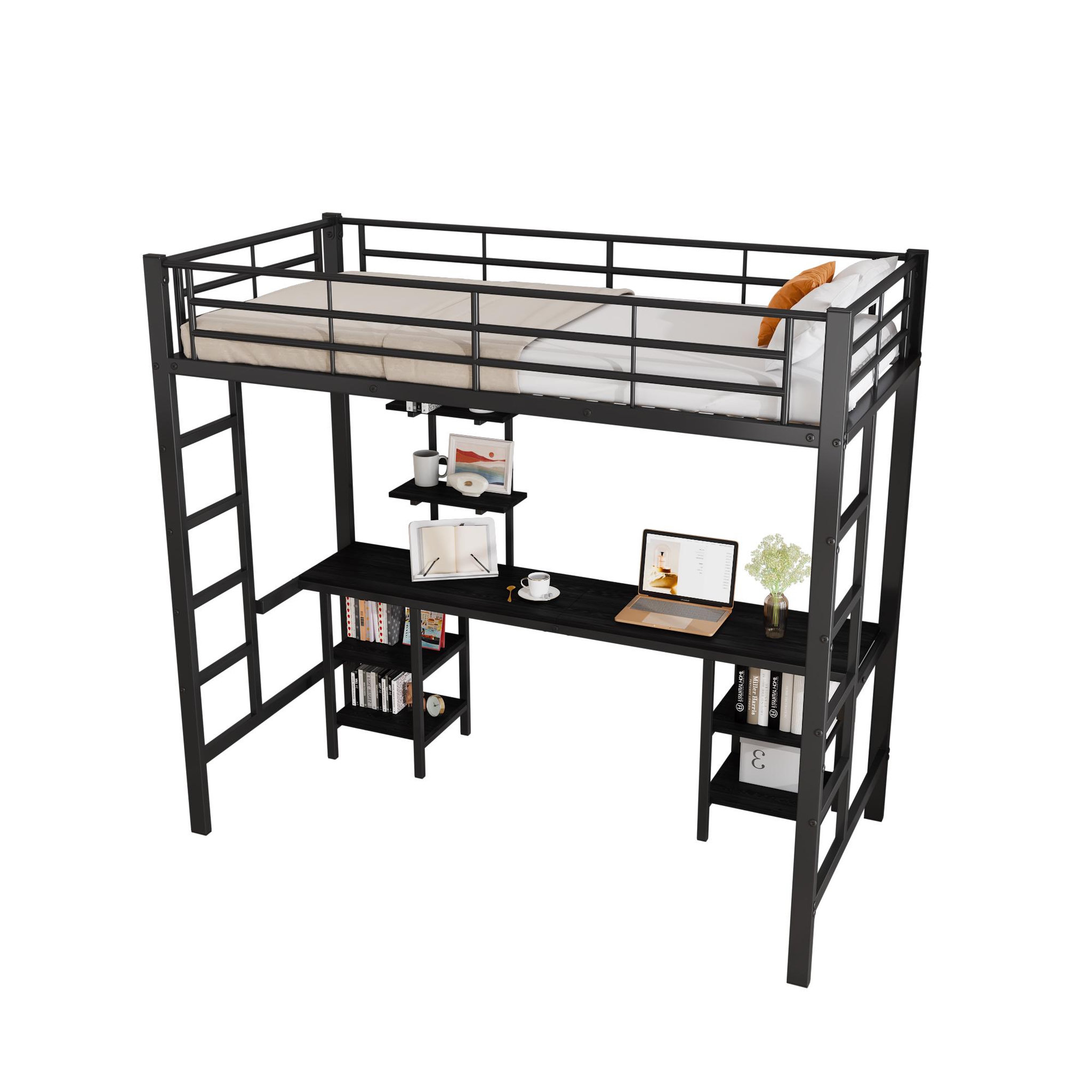 MERAX Lit mezzanine 90x200cm. Coloris disponibles : Blanc
