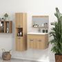 Voir la diapositive 5 : KLEANKIN Ensemble 3 meubles salle de bain avec vasque - meuble sous-vasque suspendu, miroir, meuble colonne mural - aspect chêne clair