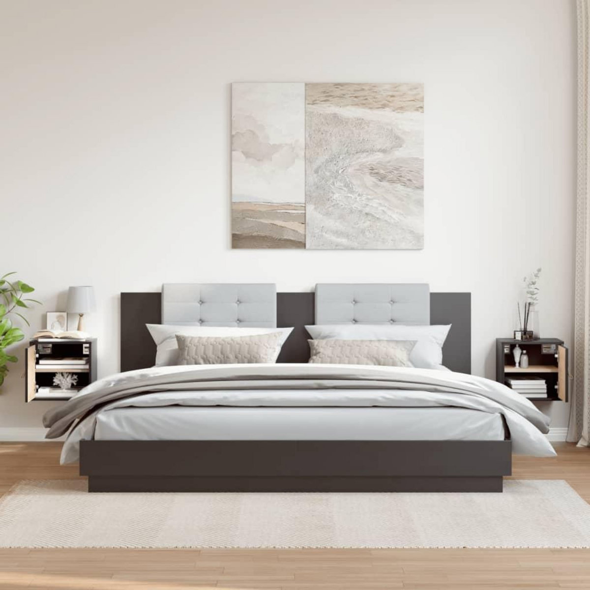 VIDAXL Armoires murales 2 pcs Noir 31,5x30x30 cm Bois de pin massif