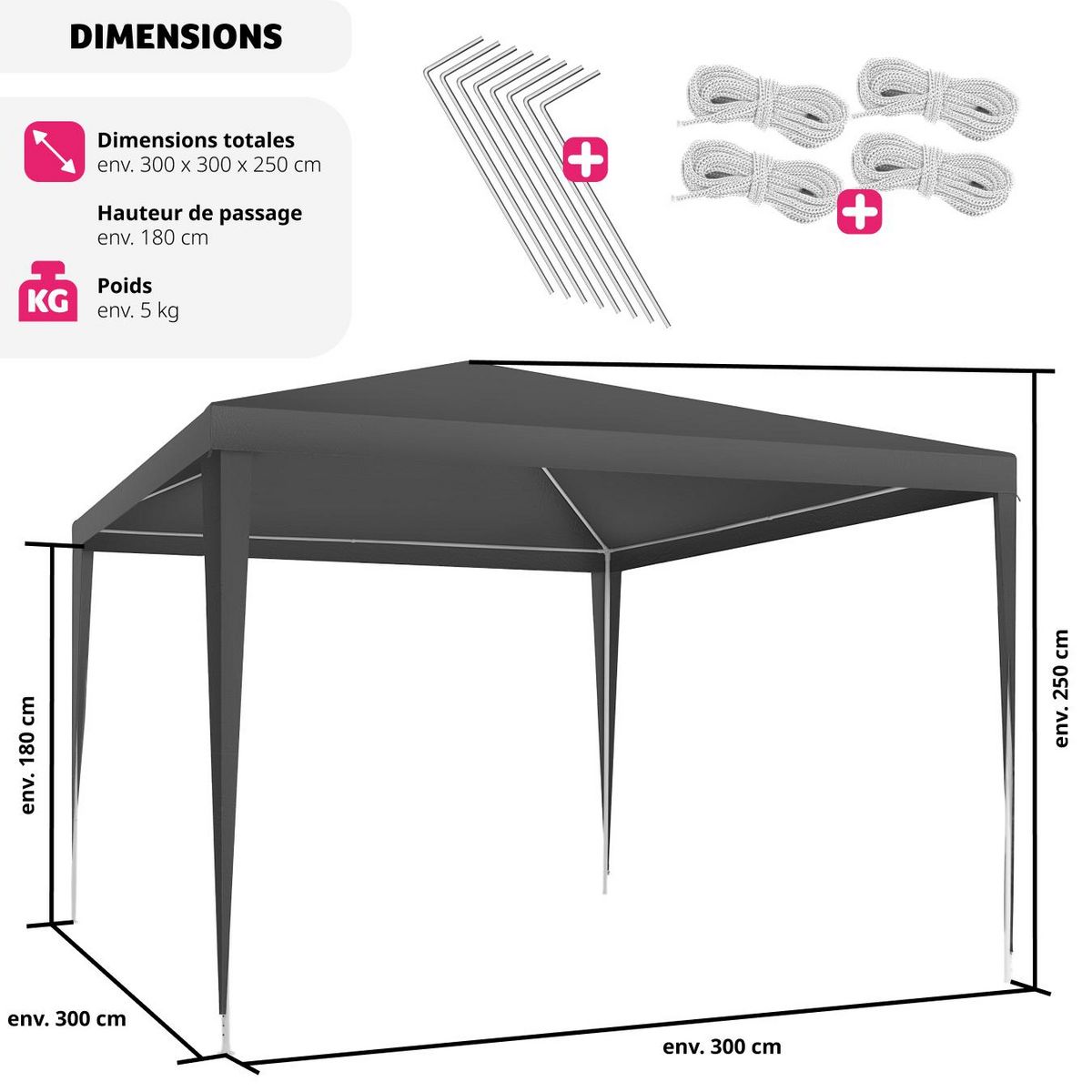 tectake Tonnelle Kara 3x3m