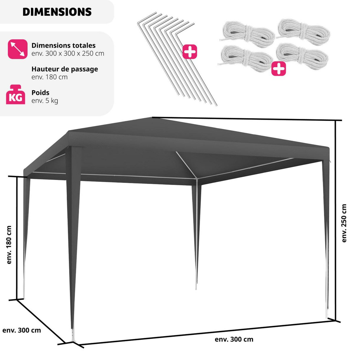 tectake Tonnelle Kara 3x3m