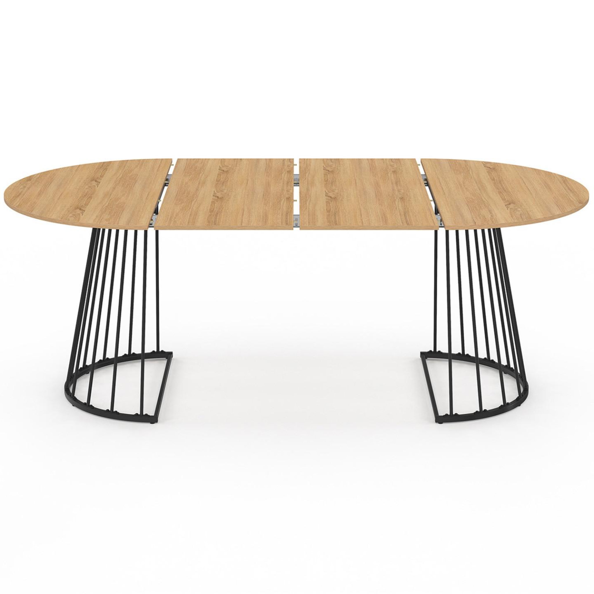 Voir la diapositive 3 : ID MARKET Table à manger extensible ronde yuna 4-10 personnes bois et noir 110 - 200 cm