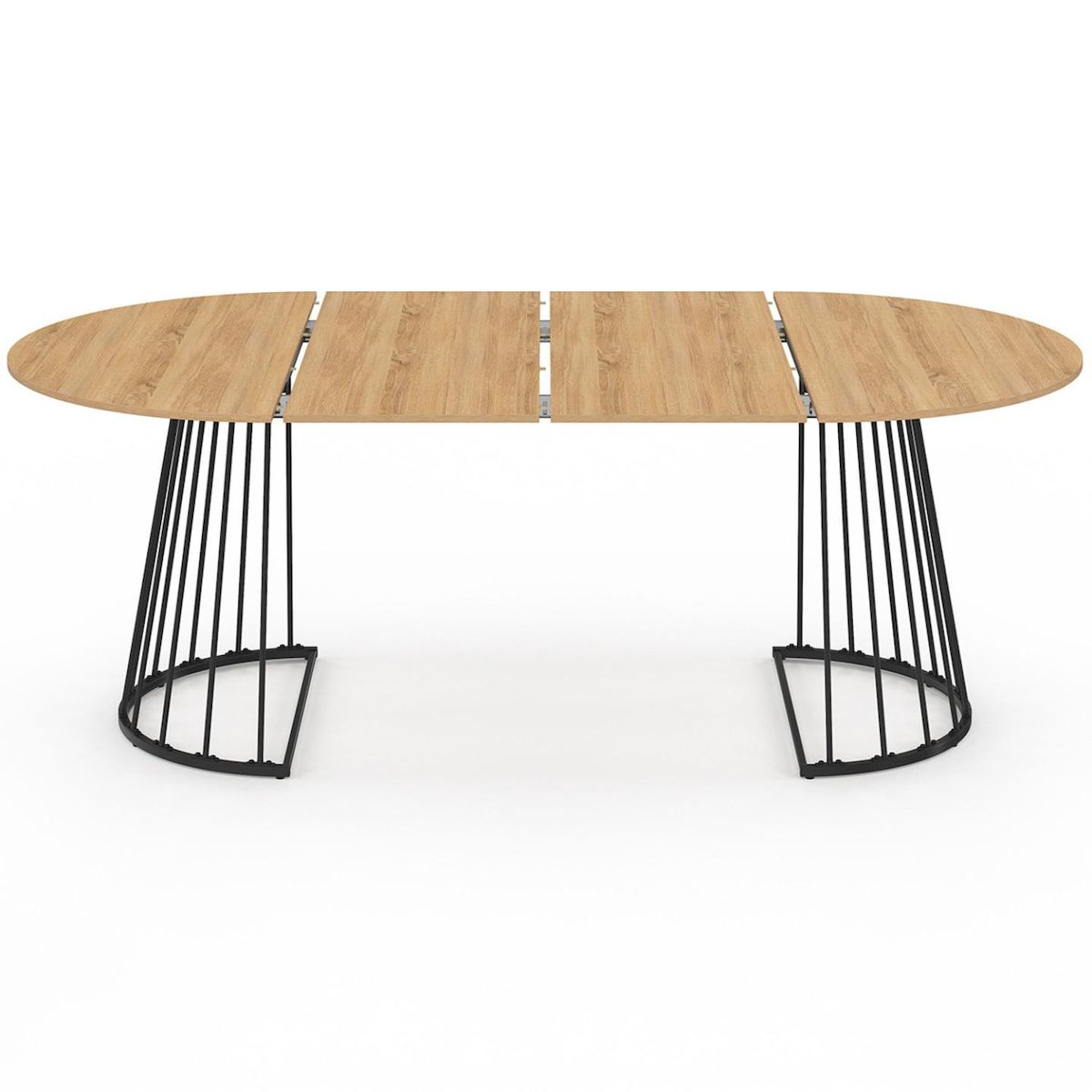 ID MARKET Table à manger extensible ronde YUNA 4-10 personnes bois et noir 110 - 200 cm