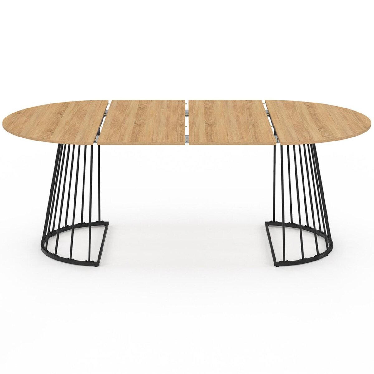 ID MARKET Table à manger extensible ronde YUNA 4-10 personnes bois et noir 110 - 200 cm