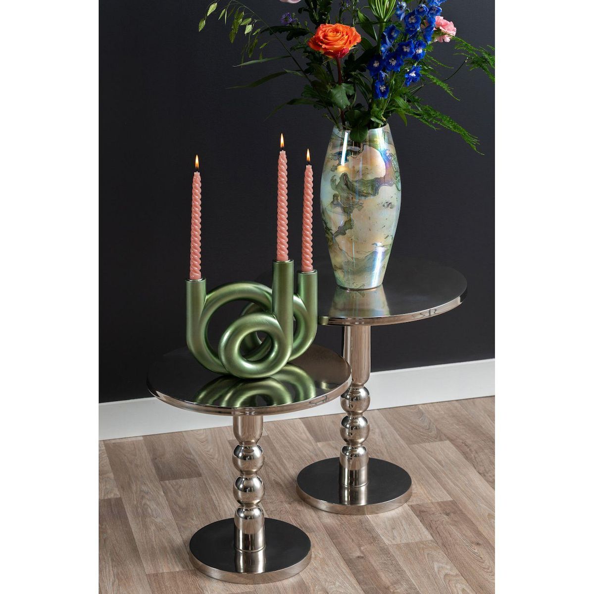 Leitmotiv Table d'appoint en aluminium chromé ORION - Argent