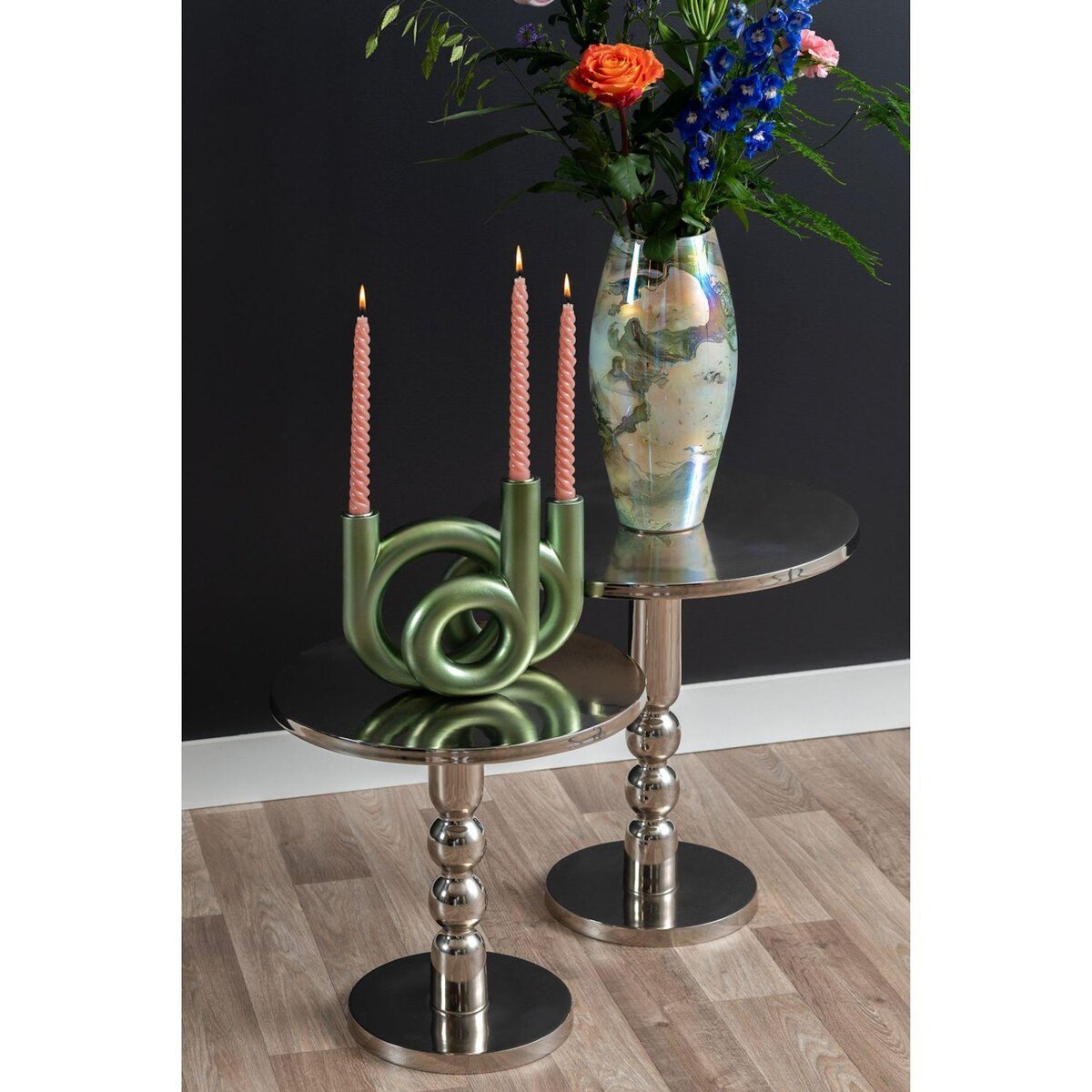 Leitmotiv Table d'appoint en aluminium chromé ORION - Argent