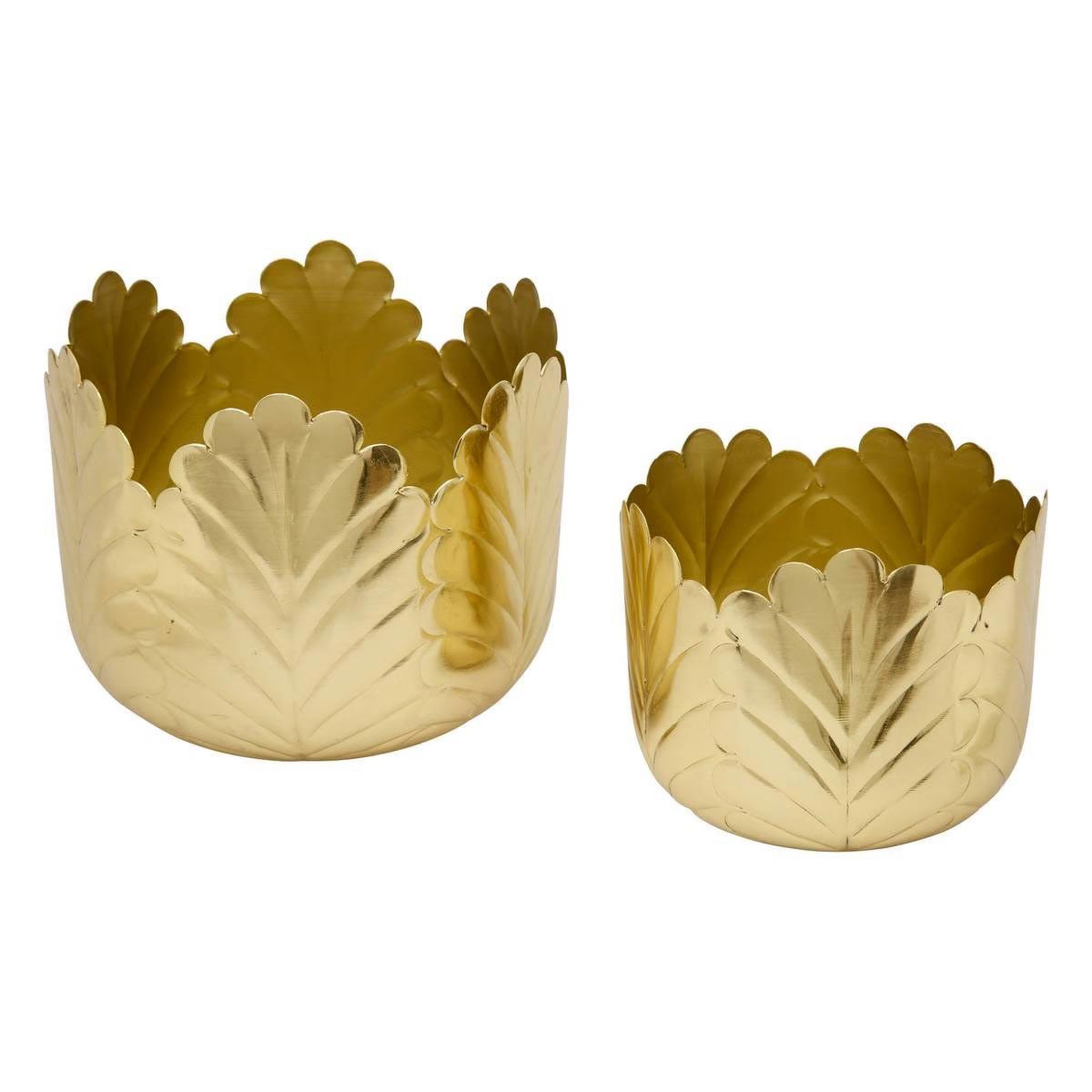 ATMOSPHERA Lot de 2 cache-pots en métal  belli  21cm doré
