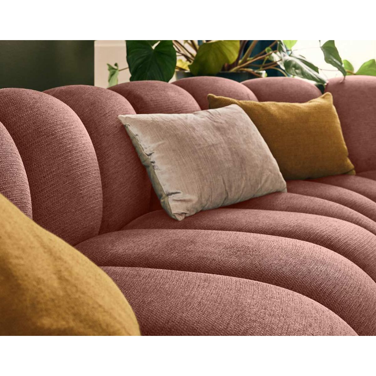 LISA DESIGN Debbie - canapé modulable d'angle droit 5 places en tissu texturé