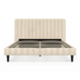 Voir la diapositive 3 : ID MARKET Lit double ANNIE avec tête de lit et sommier 140 x 190 cm velours beige