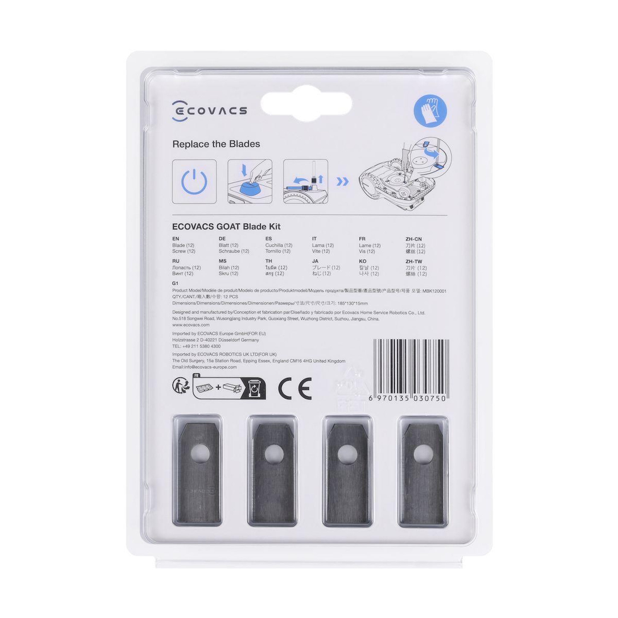 Voir la diapositive 2 : ECOVACS Kit lames de remplacement pour modèles GOAT