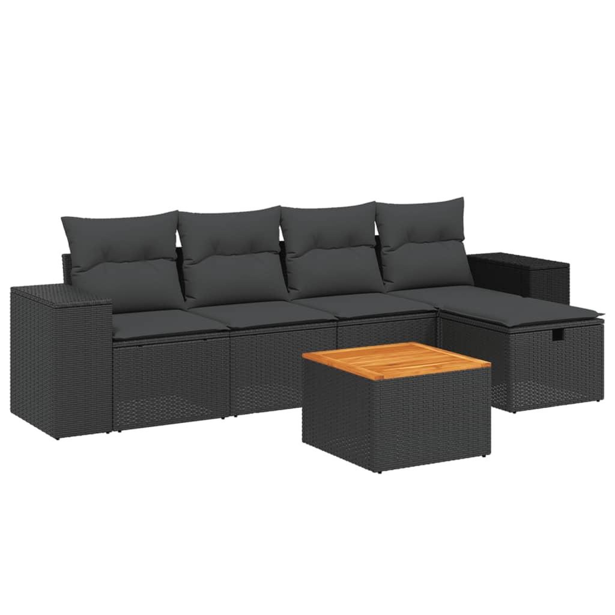 Voir la diapositive 2 : VIDAXL Salon de jardin 6 pcs avec coussins noir resine tressee