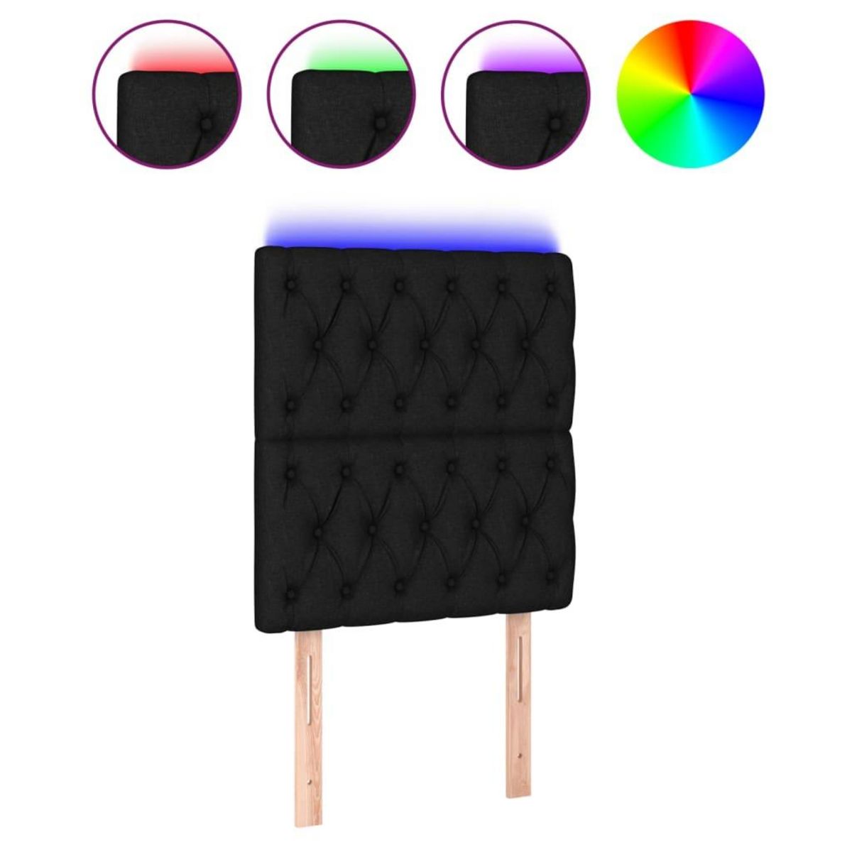 VIDAXL Tete de lit a LED Noir 80x7x118/128 cm Tissu