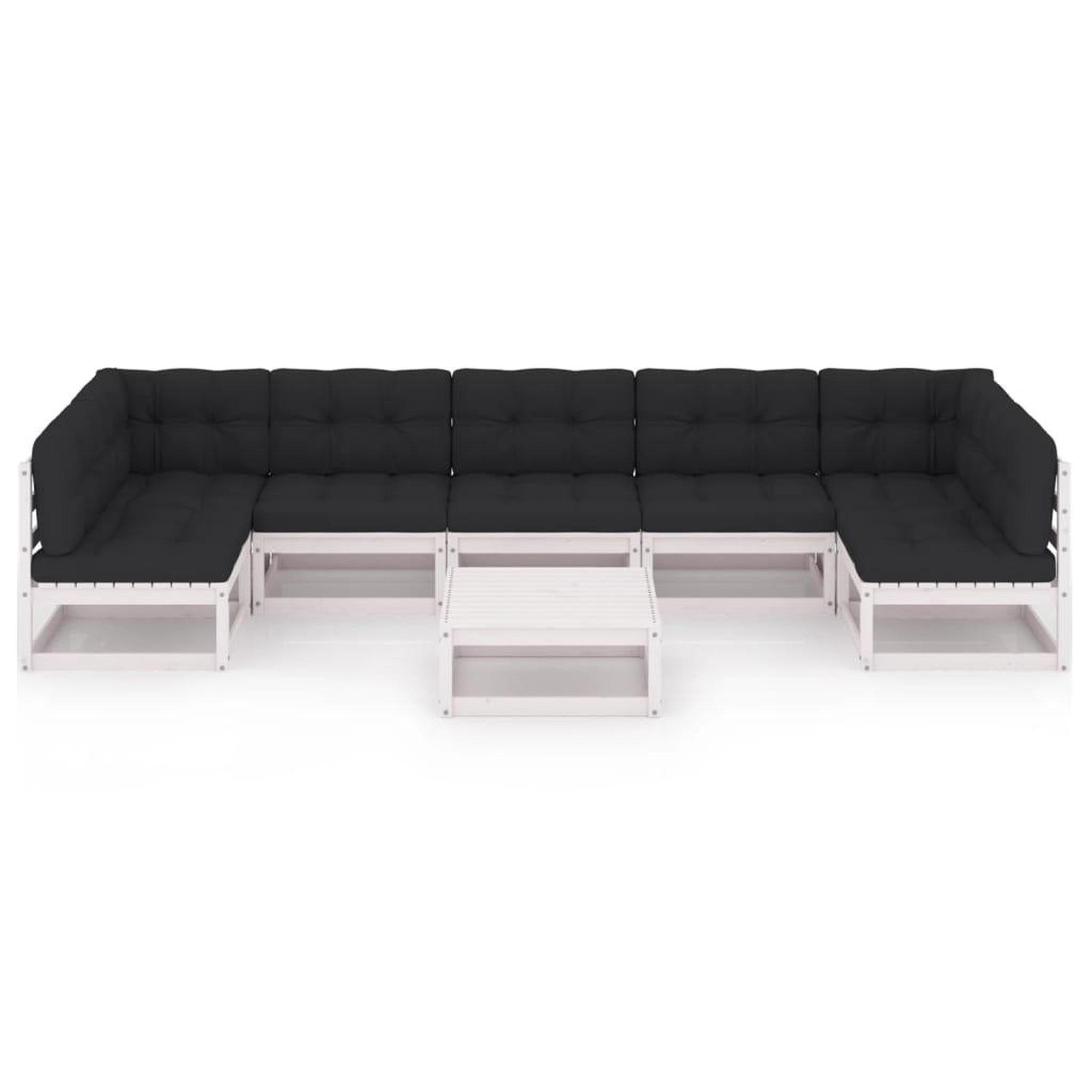 Voir la diapositive 3 : VIDAXL Salon de jardin avec coussins 8 pcs blanc bois de pin massif