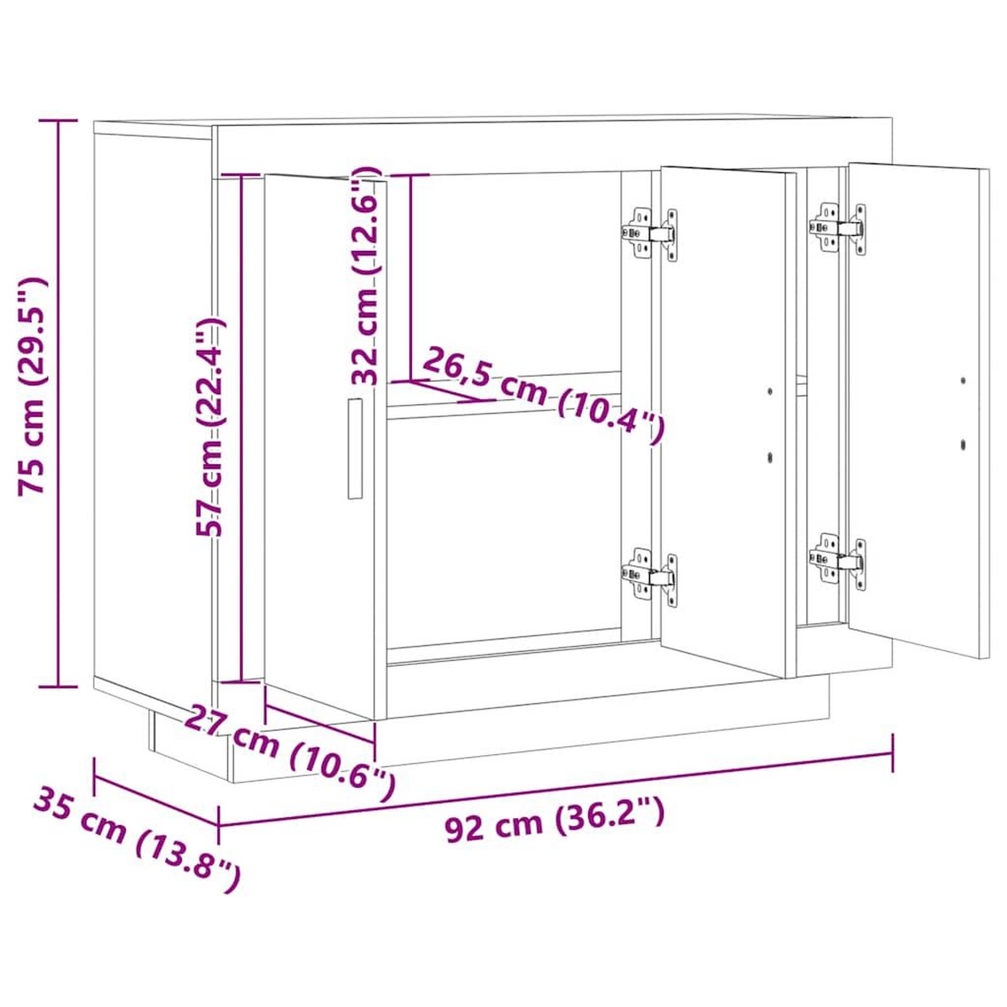 Voir la diapositive 6 : VIDAXL Buffet chene artisanal 92x35x75 cm bois d'ingenierie