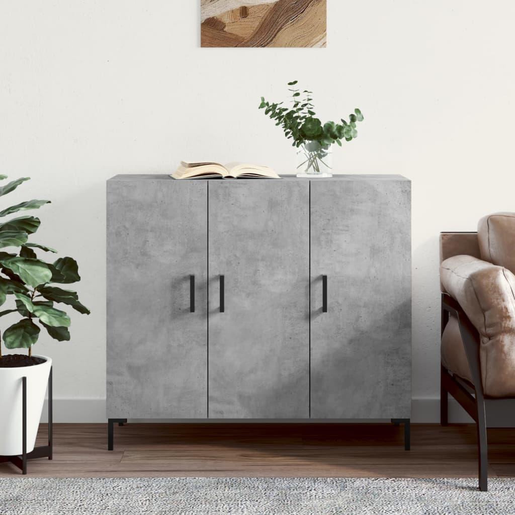 VIDAXL Buffet gris beton 90x34x80 cm bois d'ingenierie