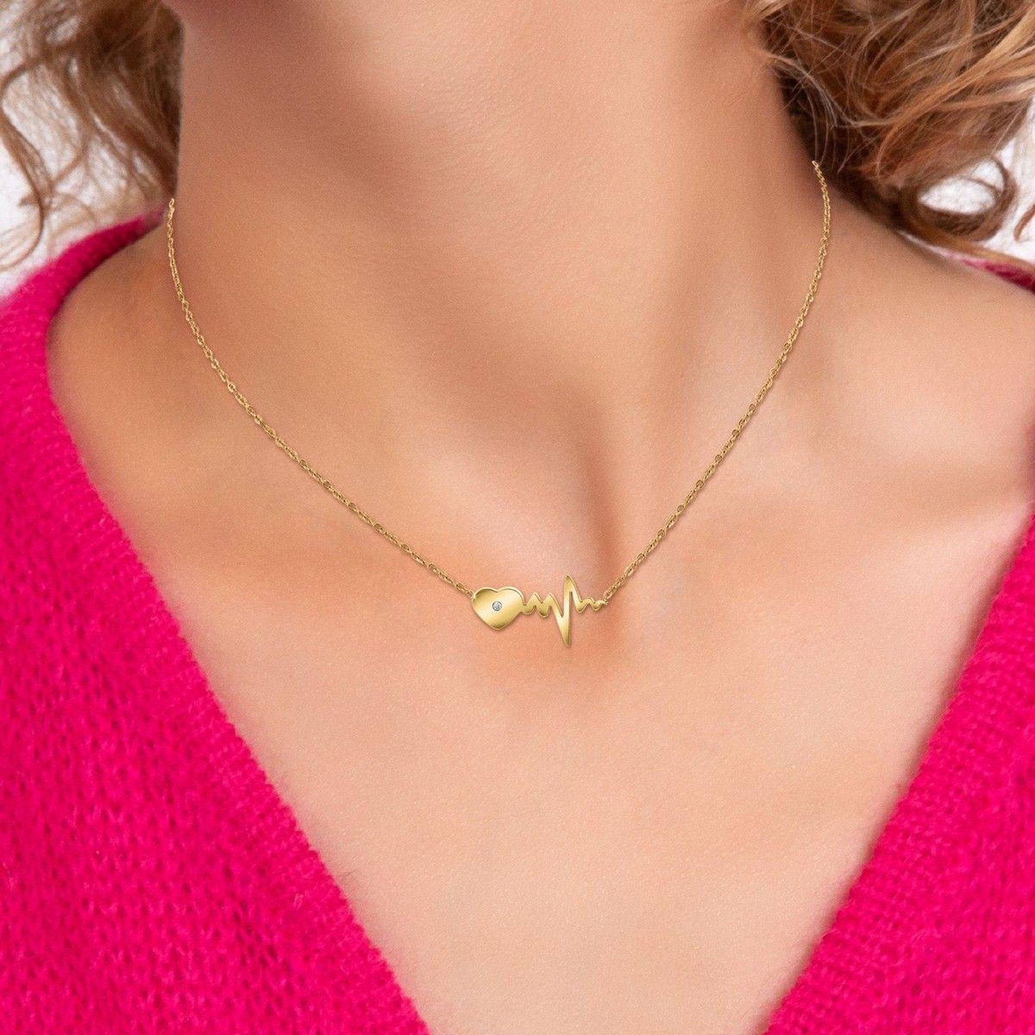 Voir la diapositive 2 : SC BOHEME Collier cœur par SC Bohème orné d'un véritable diamant blanc