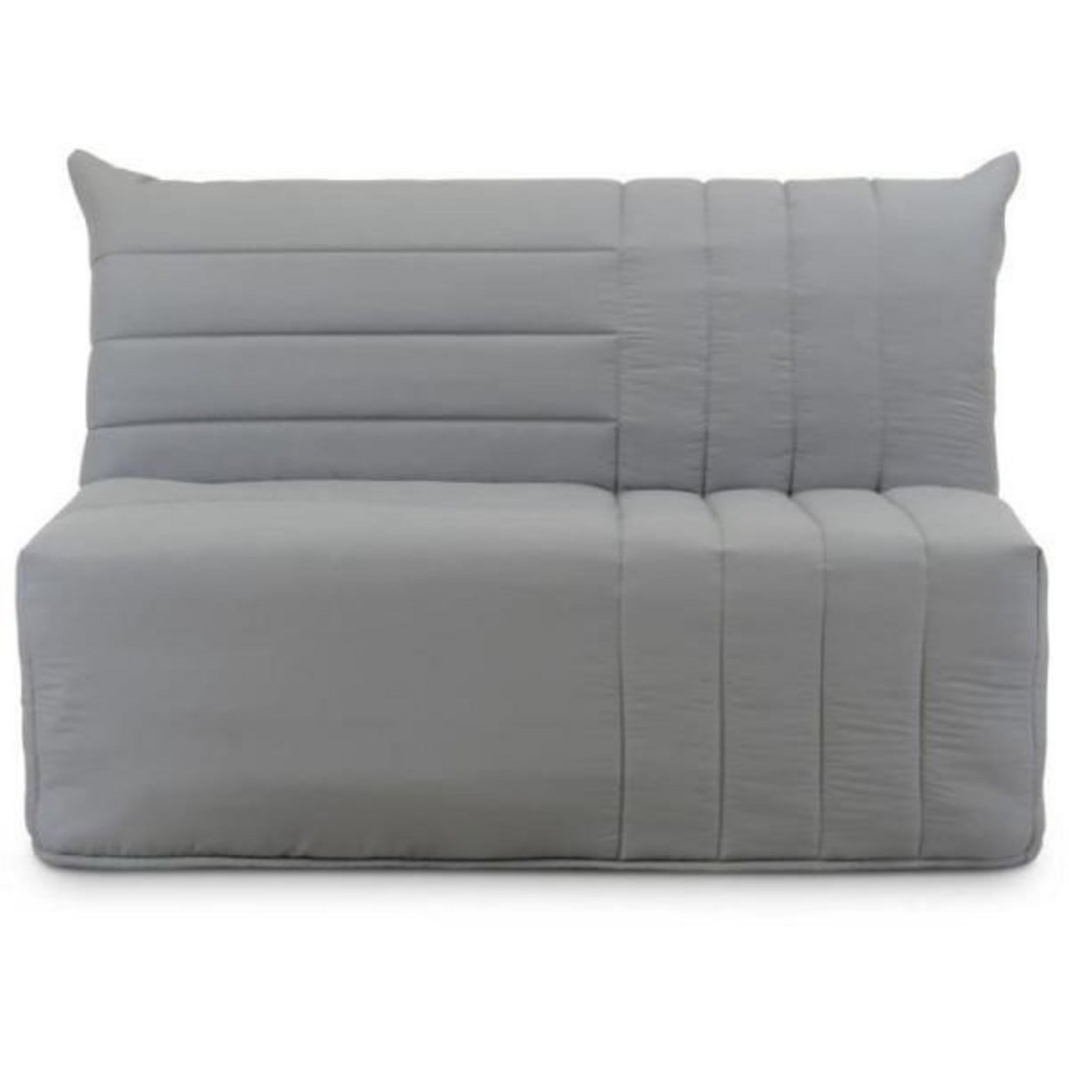 MARKET24 Banquette BZ 2 places BECCI - Tissu gris - Matelas Bultex - L142 x P101 x H95cm - Fabrication française