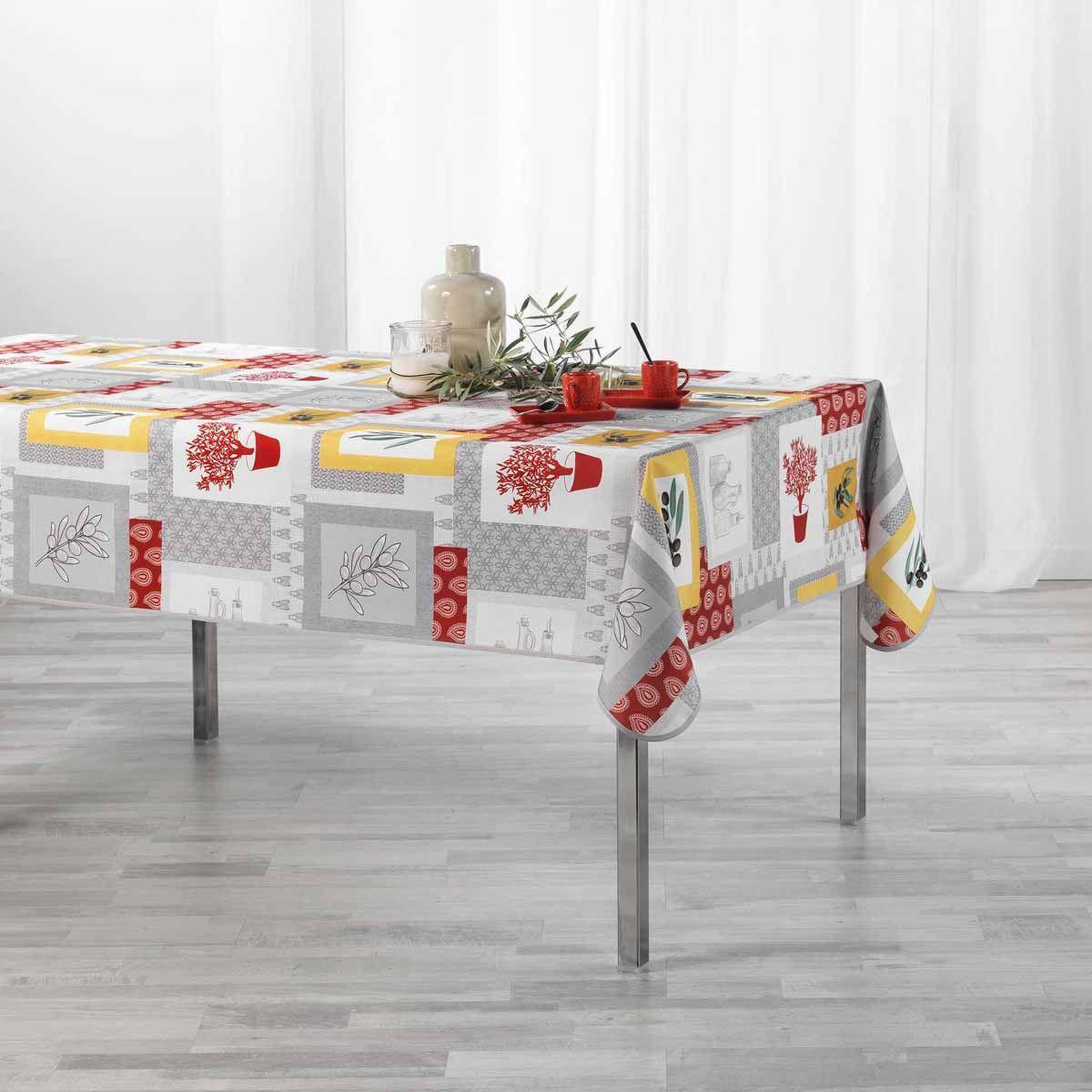 Voir la diapositive 3 : Douceur d'Intérieur Nappe antitache  graziella  150x240cm jaune & brique