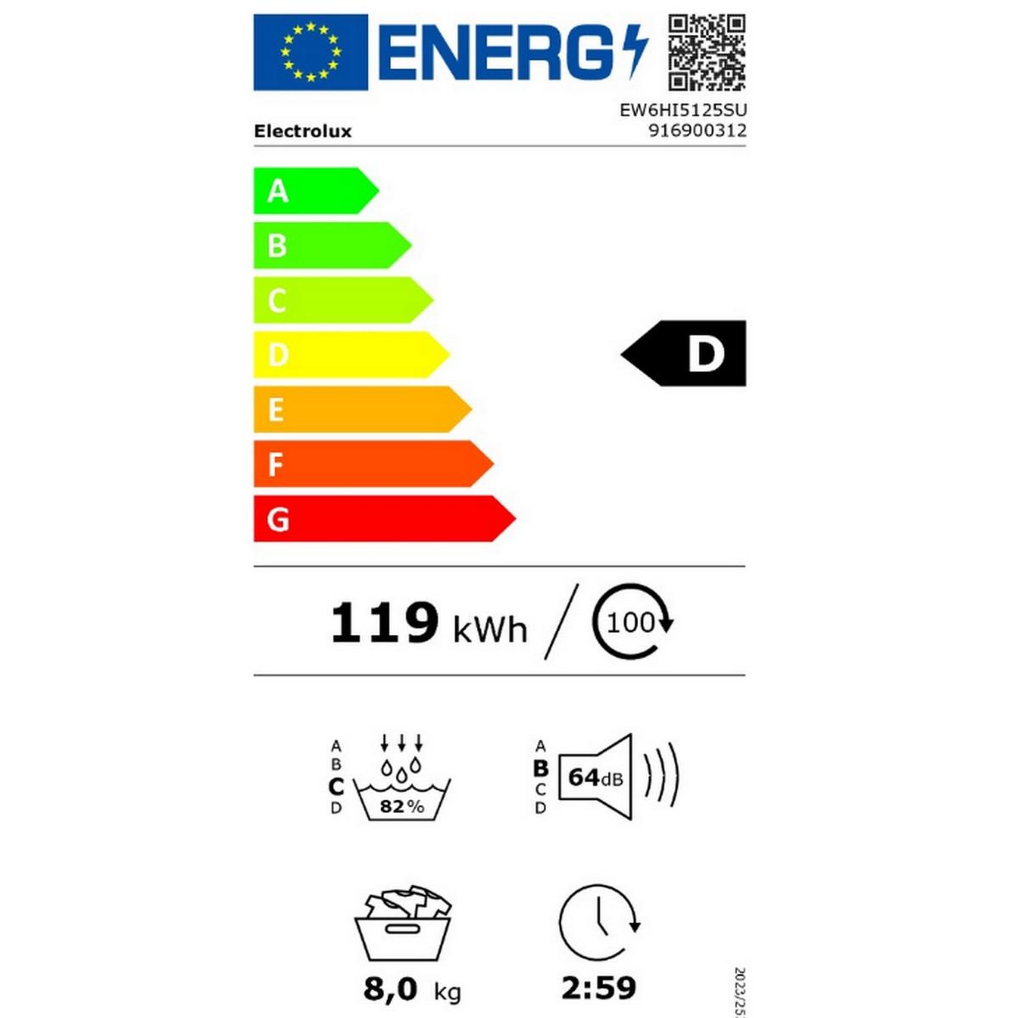 Voir la diapositive 2 : ELECTROLUX Sèche-linge pompe à chaleur 60cm 8 kg - ew6hi5125su