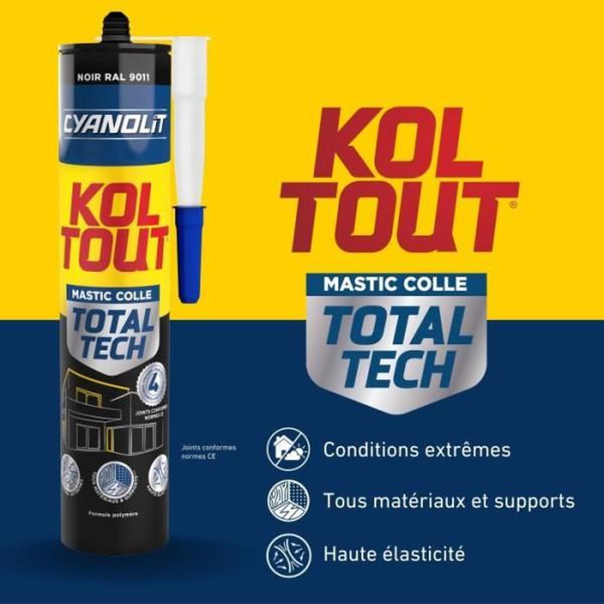 Voir la diapositive 3 : CYANOLIT Colle de fixation et d'étanchéité - CYANOLIT - Total tech - Noir - Cartouche 290 ml - Polyvalente - Haute résistance et flex