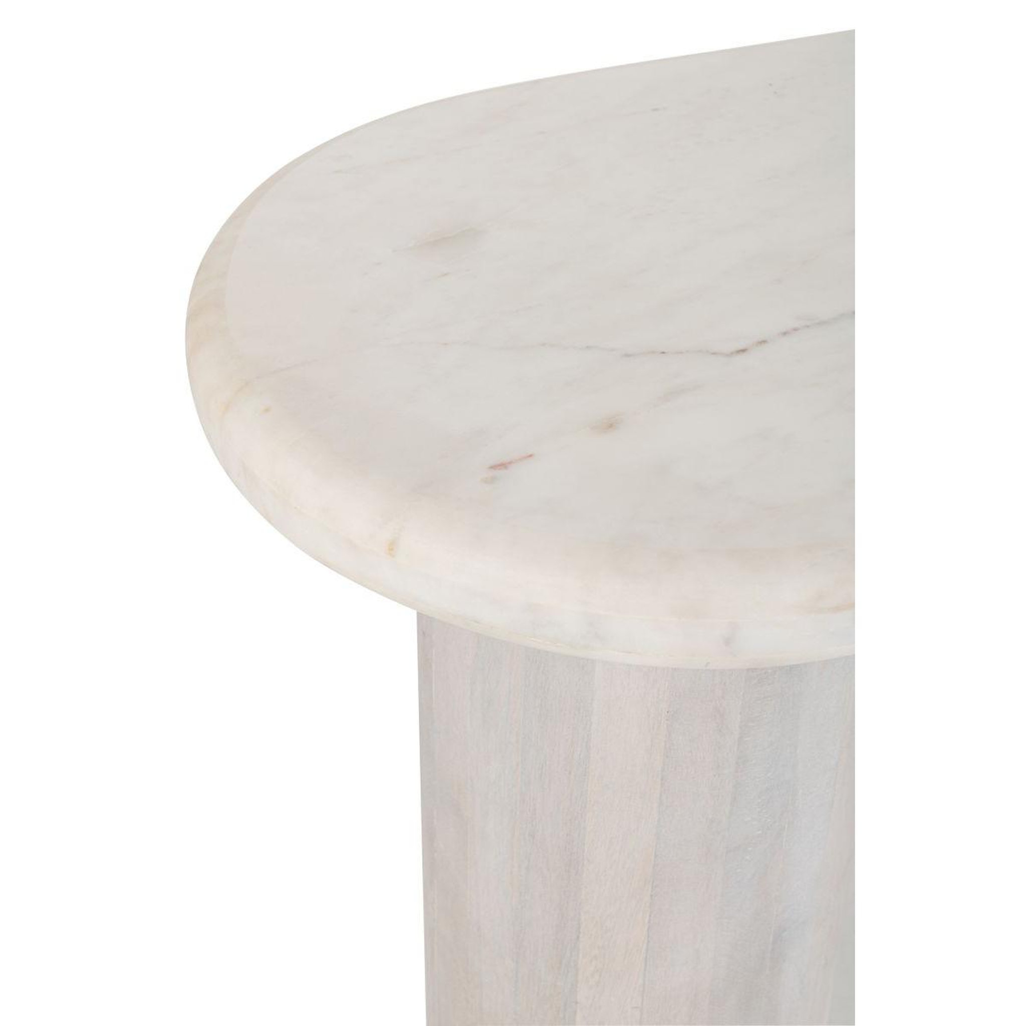 Voir la diapositive 3 : J-LINE Console ovale en marbre  noor  91cm blanc cassé