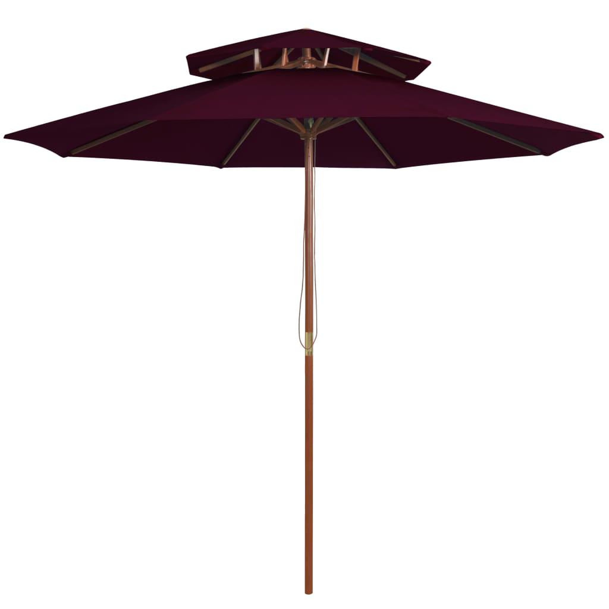 Voir la diapositive 1 : VIDAXL Parasol a deux etages avec mat en bois rouge bordeaux 270 cm