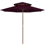VIDAXL Parasol a deux etages avec mat en bois rouge bordeaux 270 cm