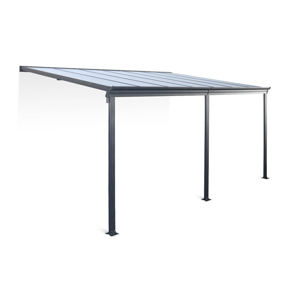 SWEEEK Pergola murale 3x4 m en aluminium et polycarbonate avec gouttière. pergola adossée. Avenio