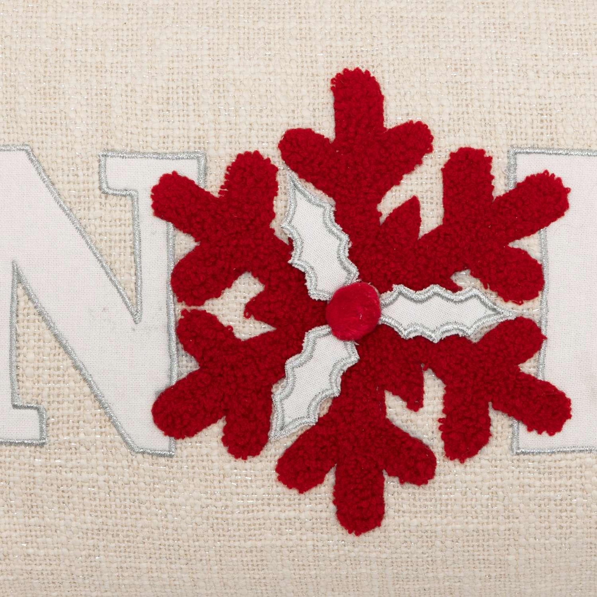 Voir la diapositive 2 : ATMOSPHERA Coussin de Noël flocon - 50 x 30 cm - Beige et rouge