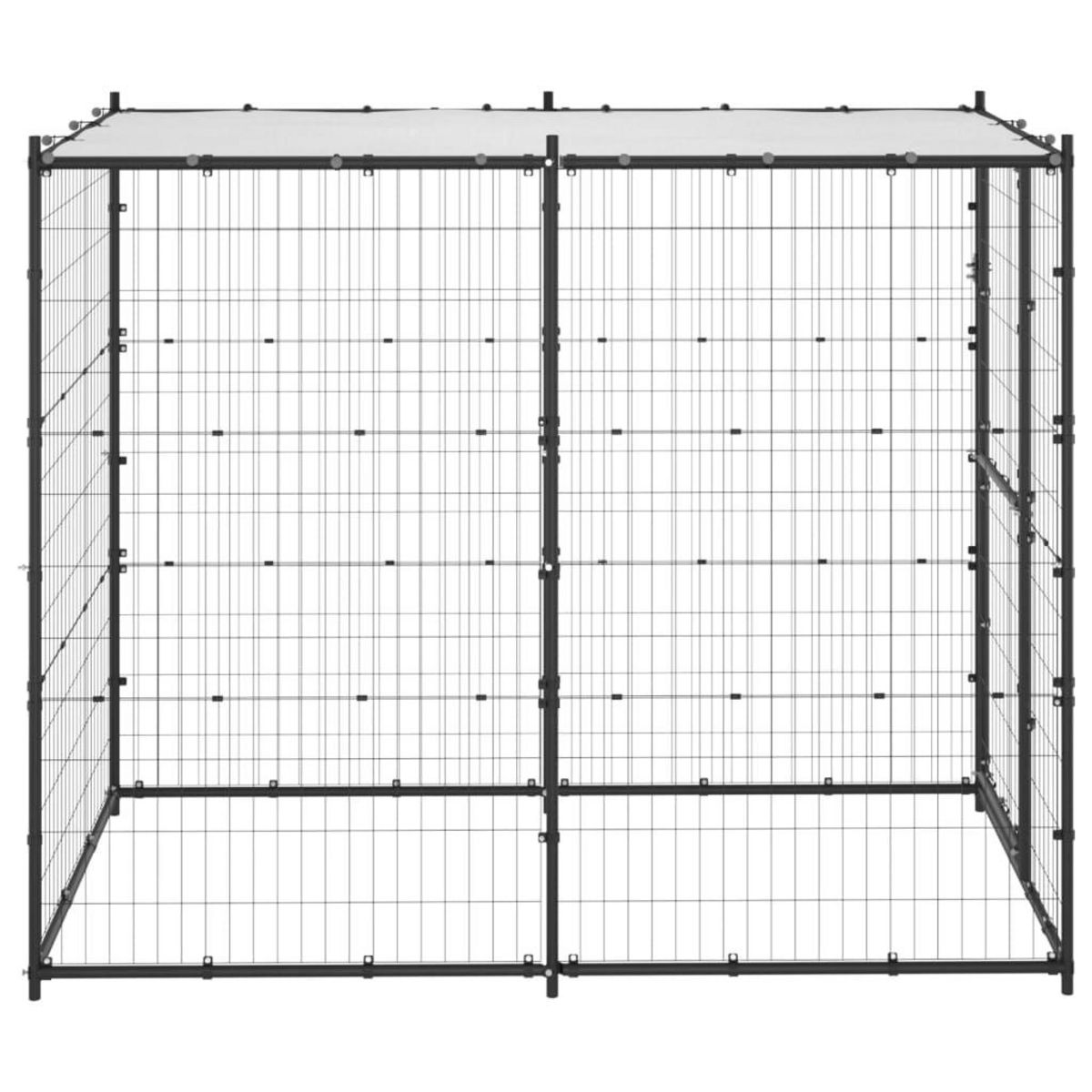 VIDAXL Chenil d'exterieur pour chiens Acier avec toit 110x220x180 cm