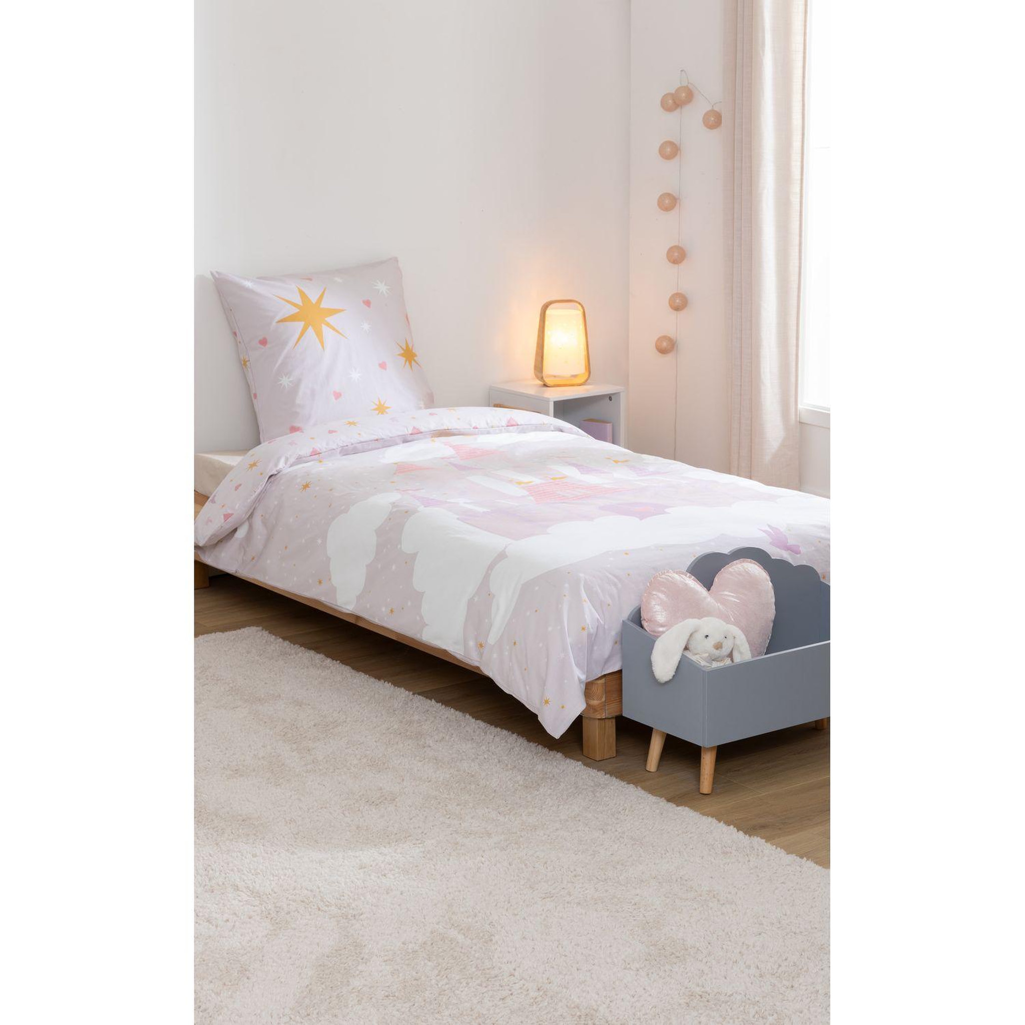 Voir la diapositive 2 : ATMOSPHERA Parure de lit enfant réversible château - 100% coton - 140 x 200 cm